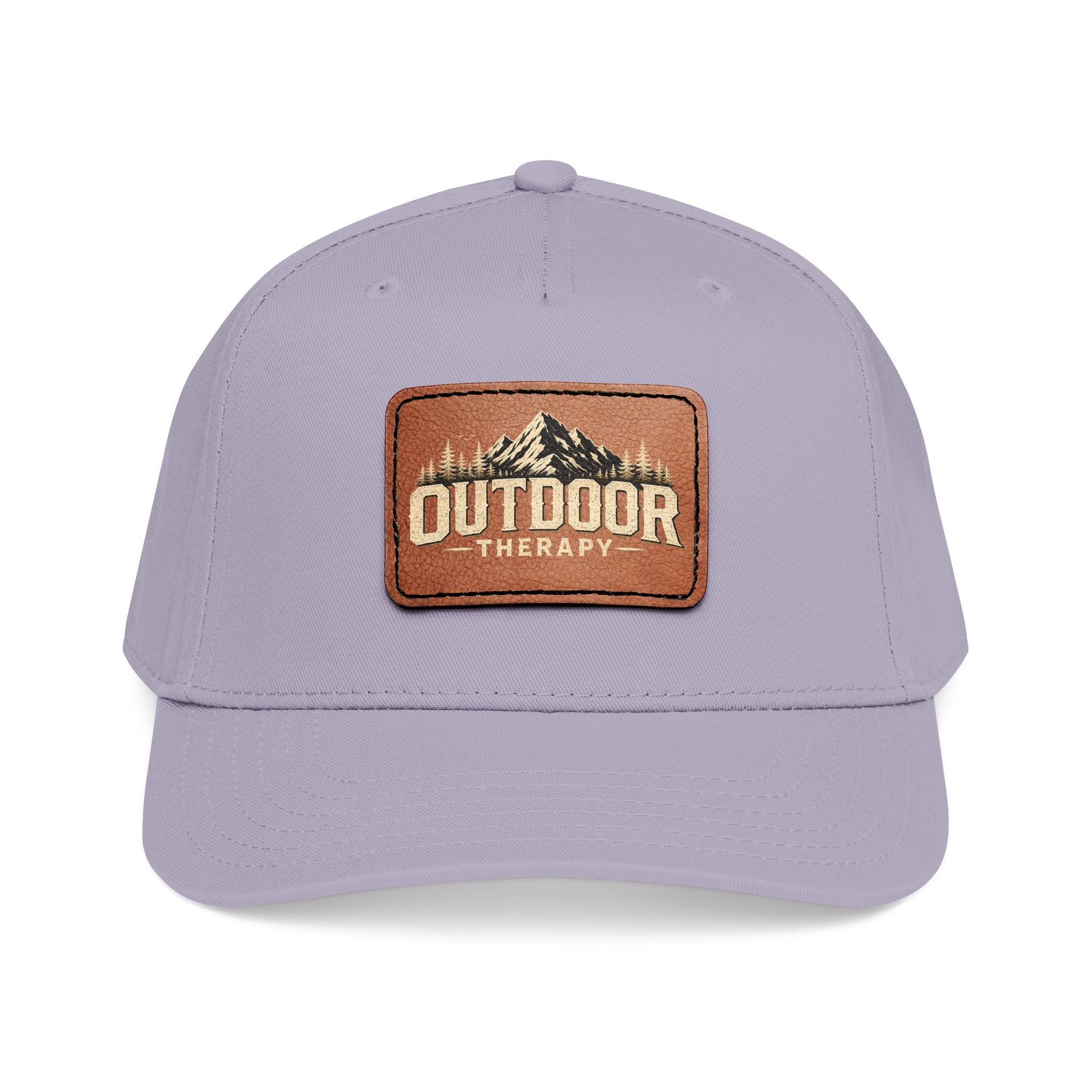 Mid Profile Baseball Cap with Leather Patch (Rectangle)