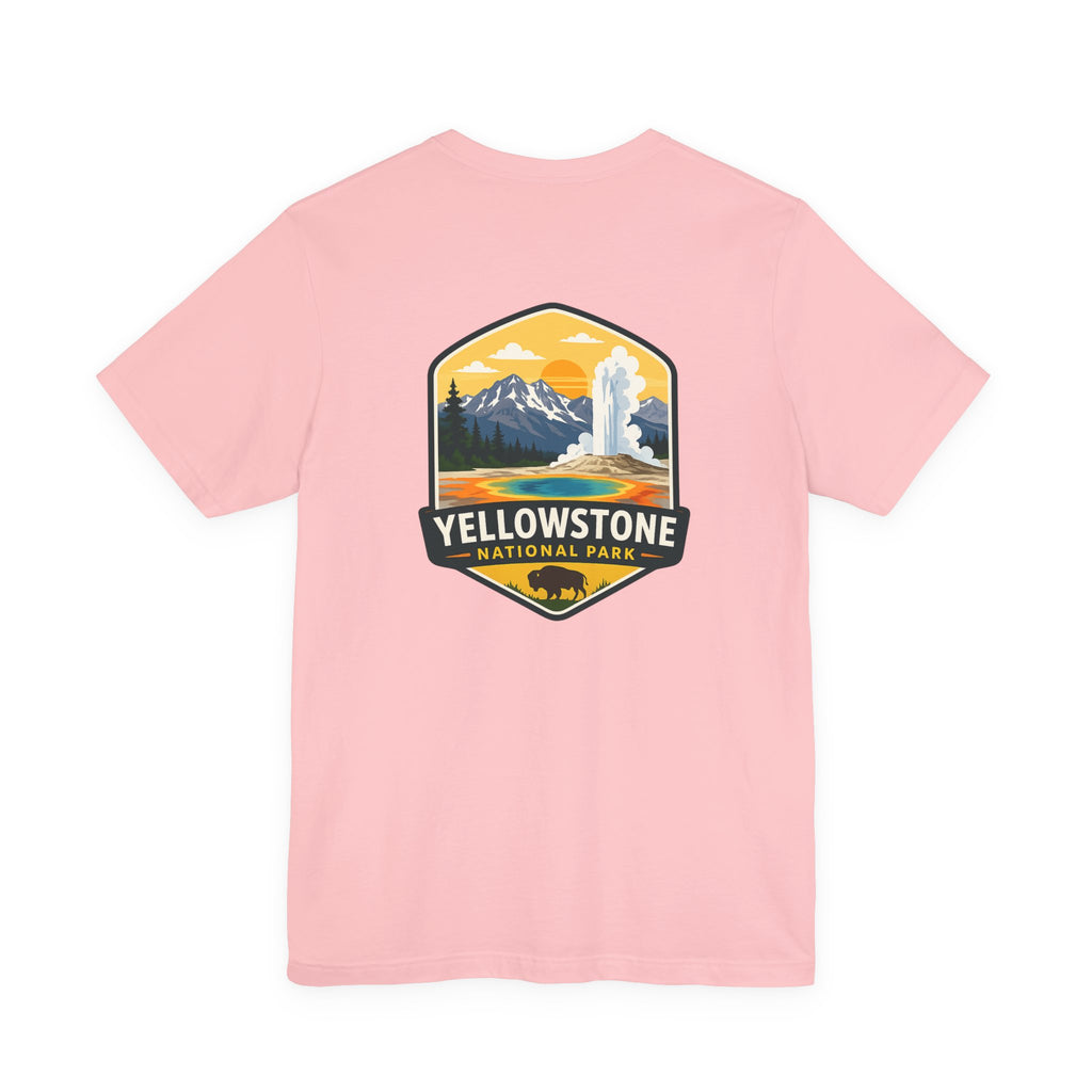 Yellowstone National Park Graphic Tee — Geyser & Mountain Outdoor Badge