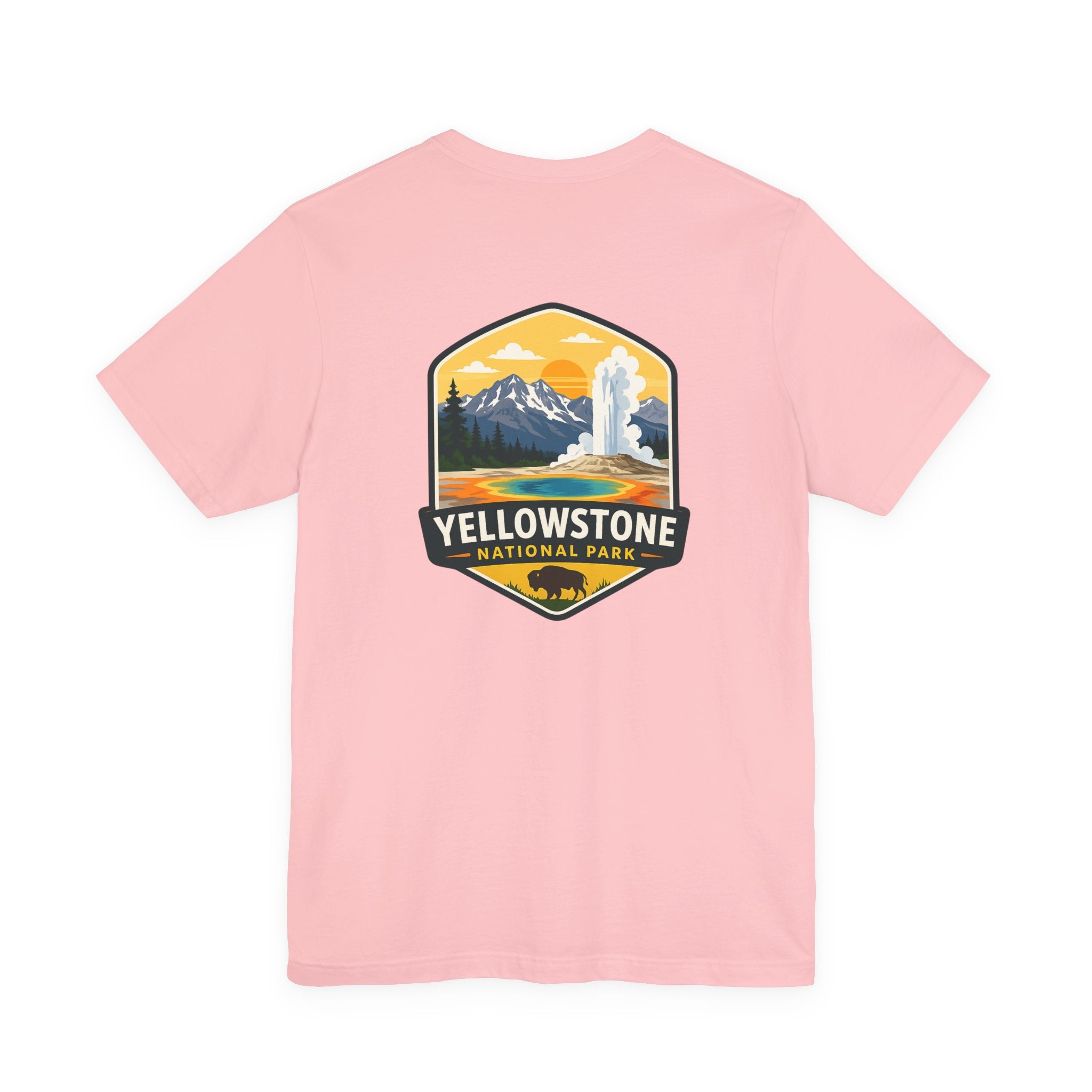 Yellowstone National Park Graphic Tee — Geyser & Mountain Outdoor Badge
