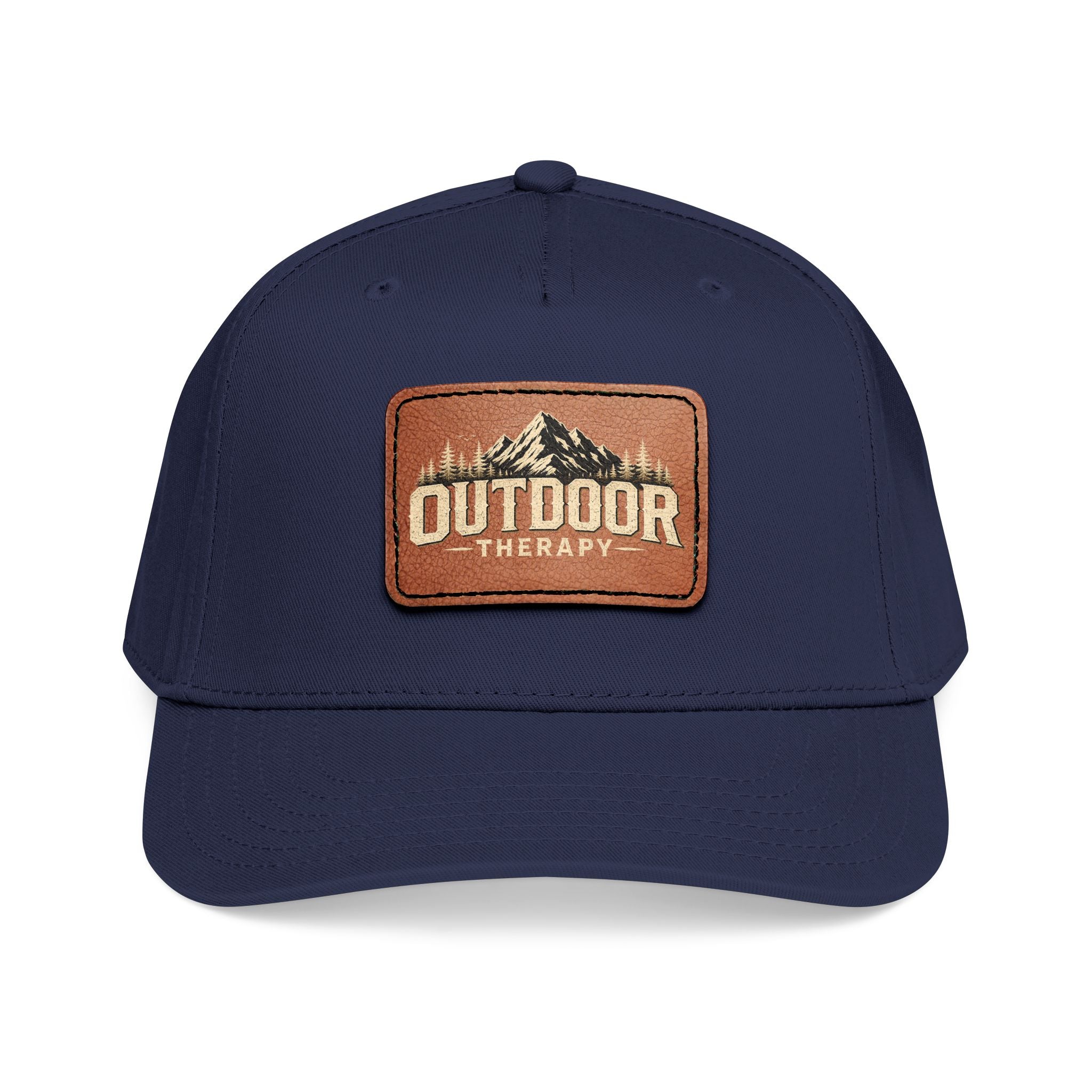 Mid Profile Baseball Cap with Leather Patch (Rectangle)