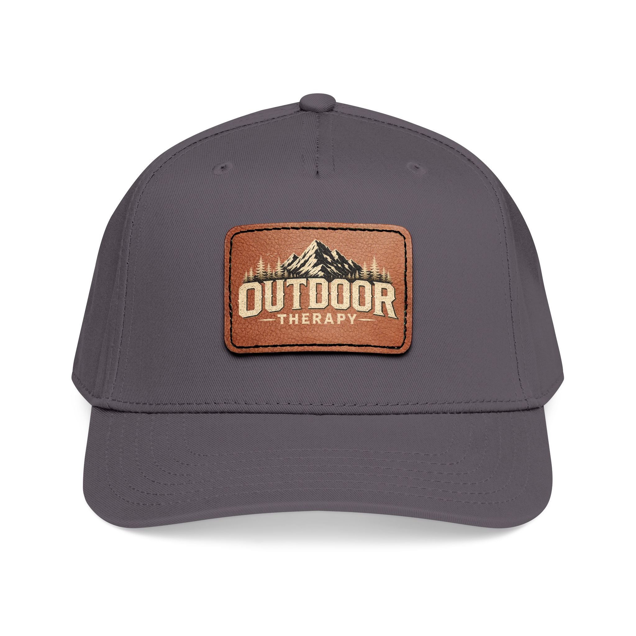 Mid Profile Baseball Cap with Leather Patch (Rectangle)