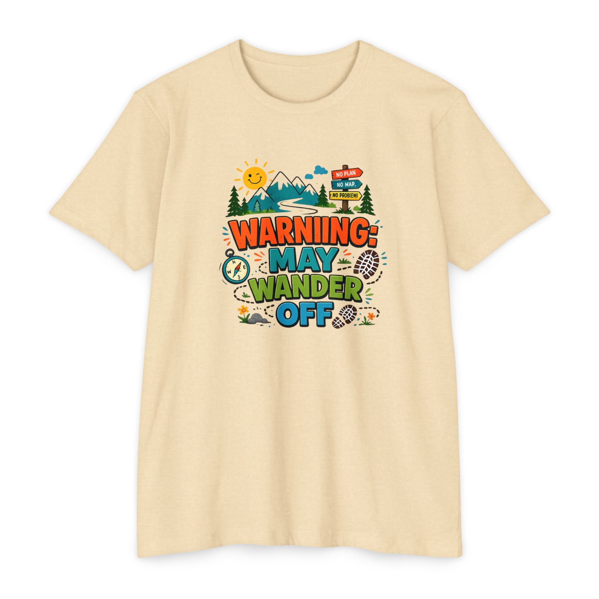 Warning May Wander Off Tee - Funny Hiking Shirt