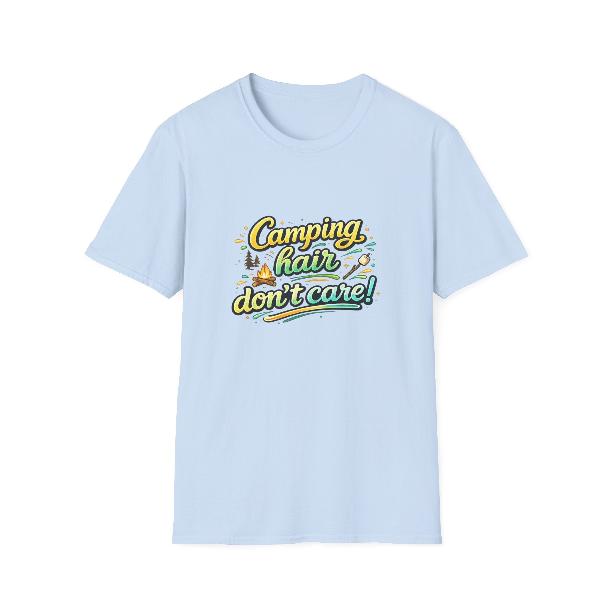 Camping Hair Don't Care T-Shirt — Funny Outdoor Camper Shirt