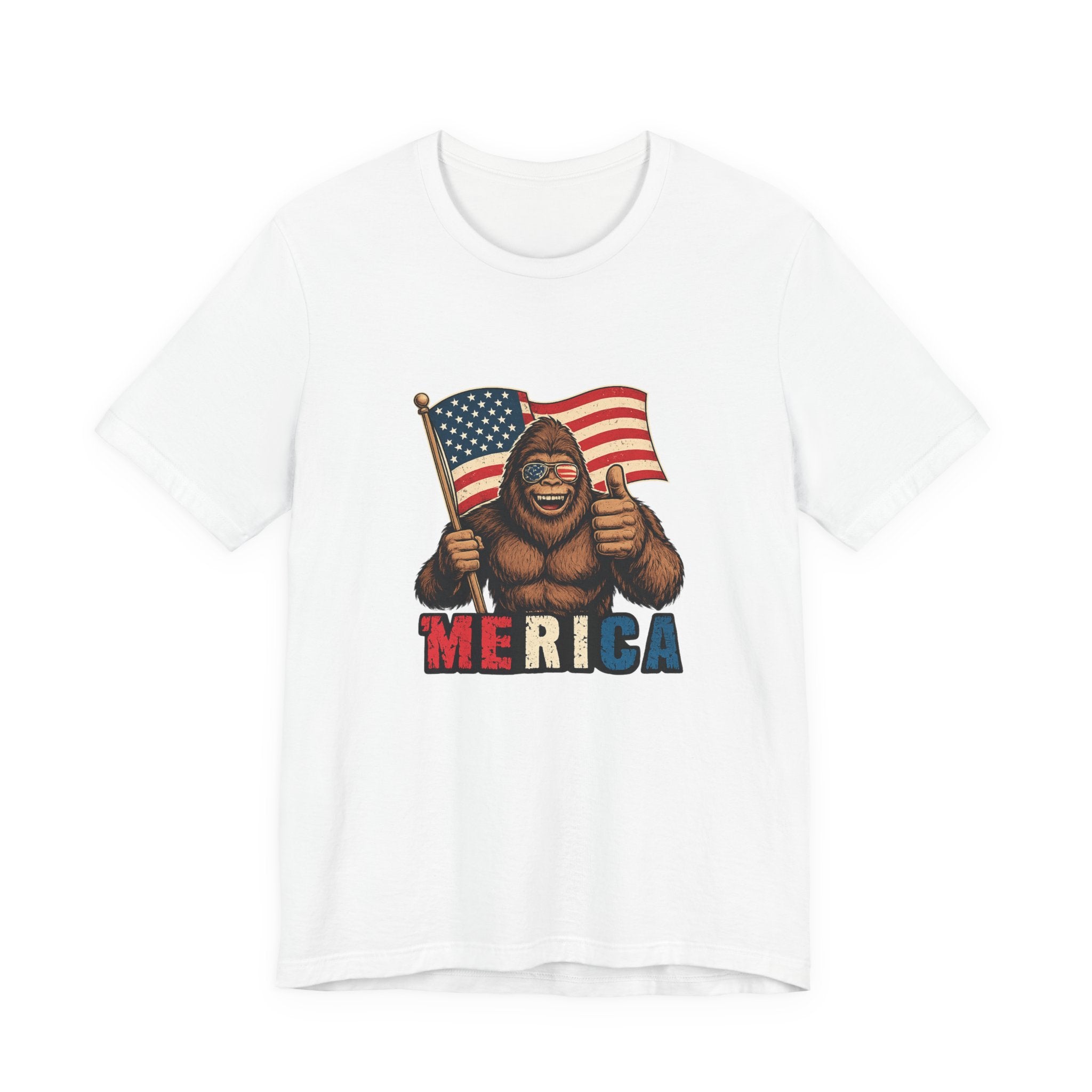 Merica Bigfoot Flag T-Shirt — Patriotic 4th of July Tee