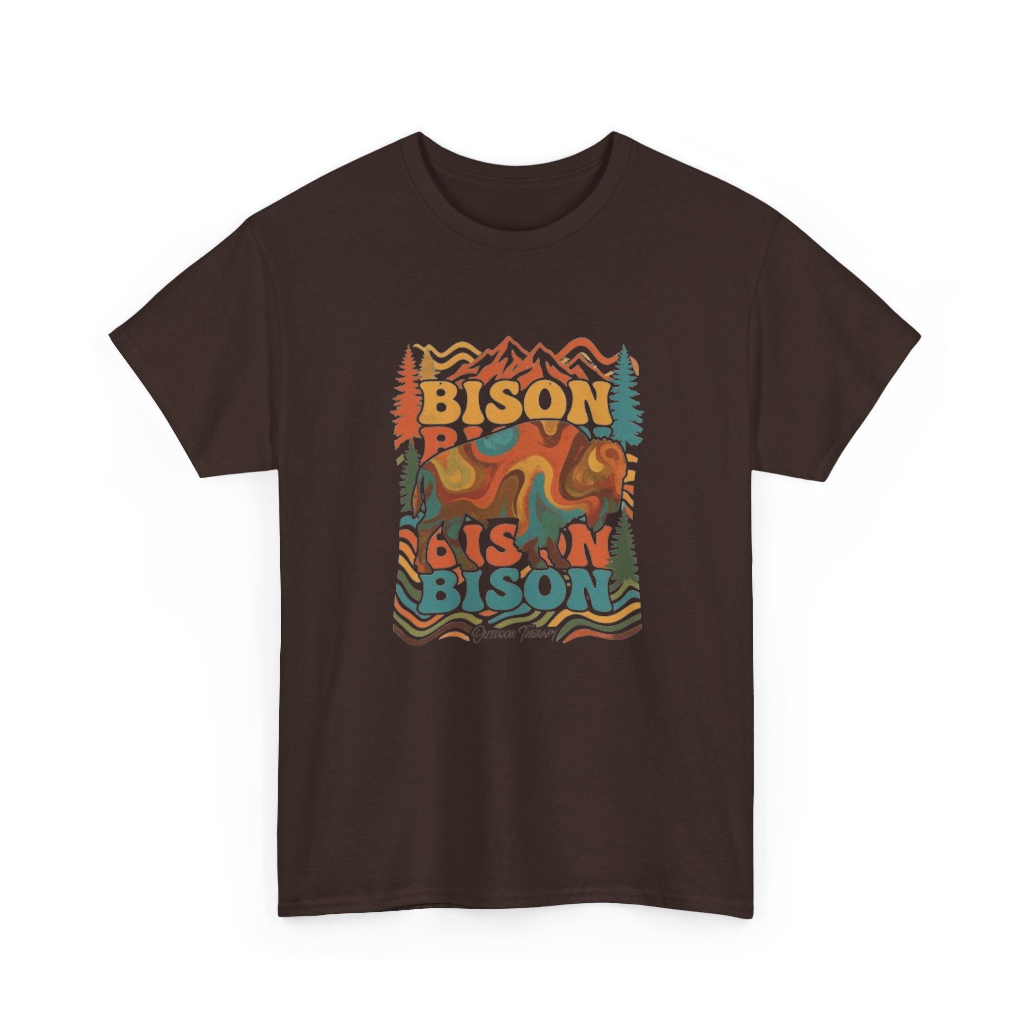 Bison Retro Mountain Vintage Wildlife T-Shirt