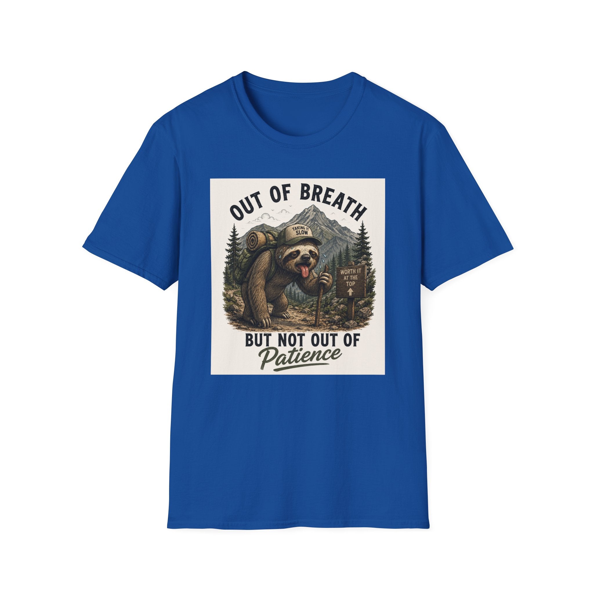 Out of Breath But Not Out of Patience Sloth Hiking T-Shirt
