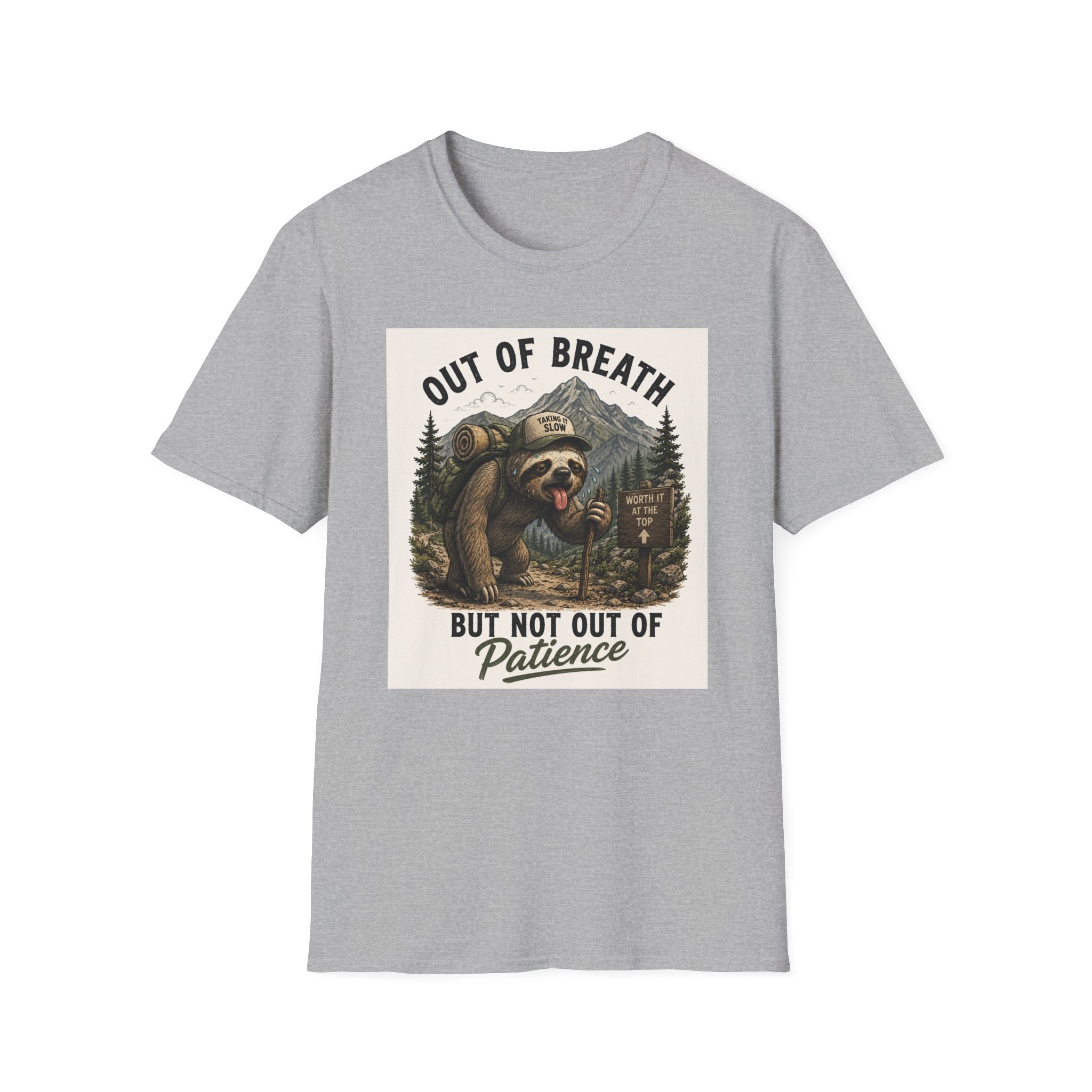 Out of Breath But Not Out of Patience Sloth Hiking T-Shirt