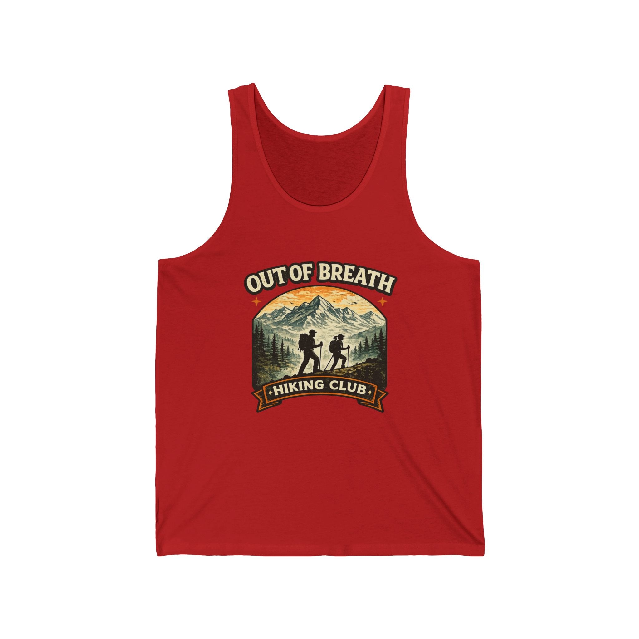 Out of Breath Hiking Club Tank Top – Retro Mountain Hiker Graphic