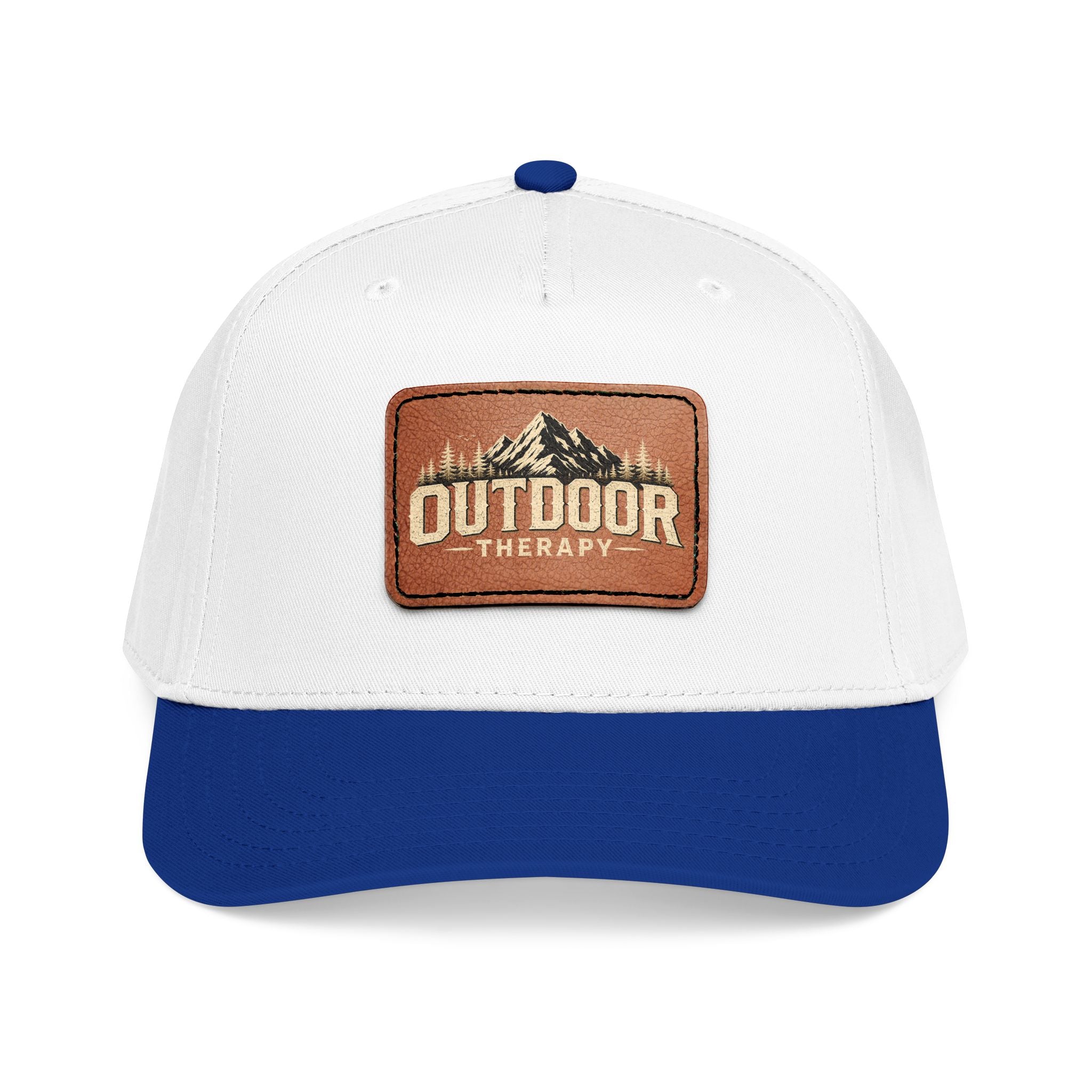 Mid Profile Baseball Cap with Leather Patch (Rectangle)