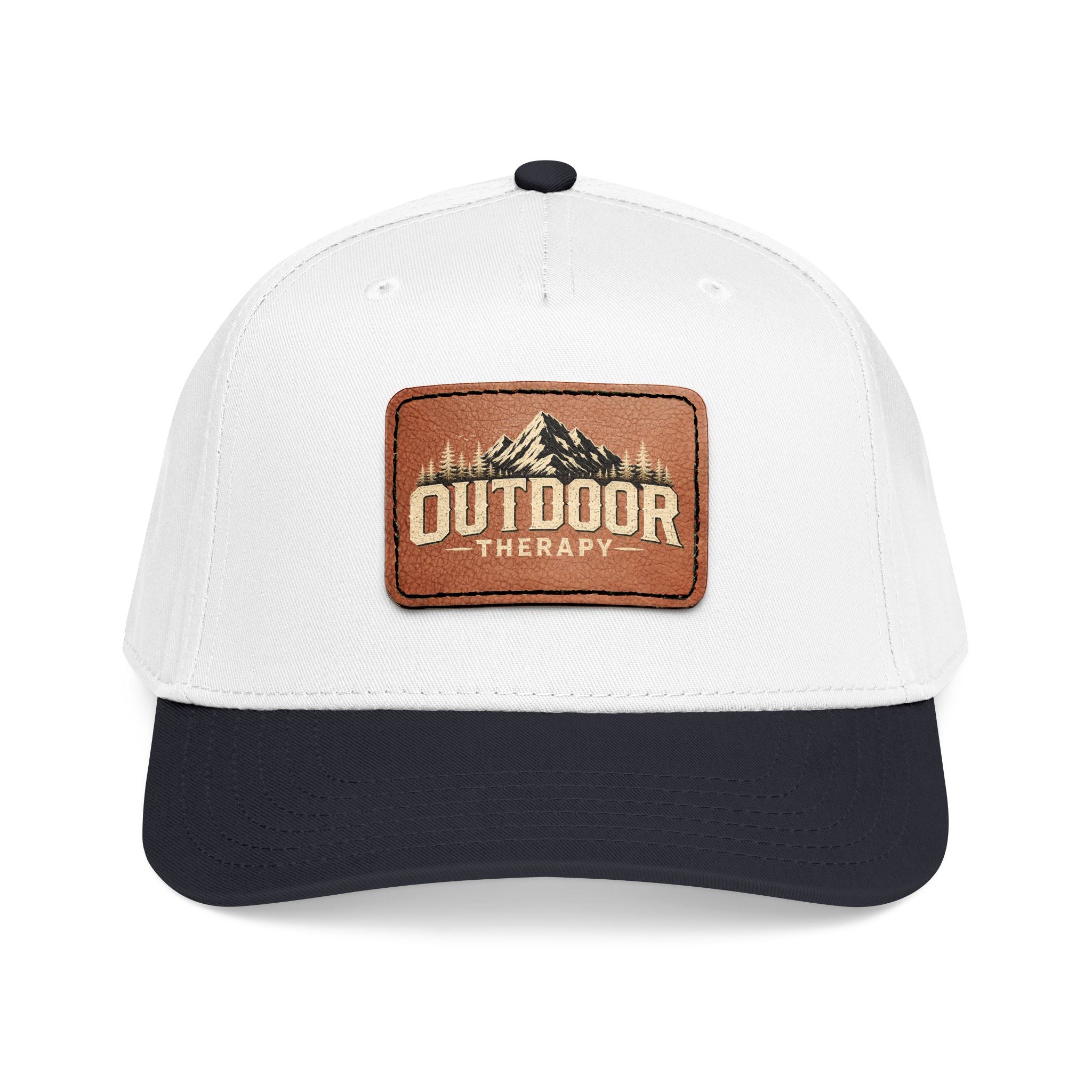 Mid Profile Baseball Cap with Leather Patch (Rectangle)