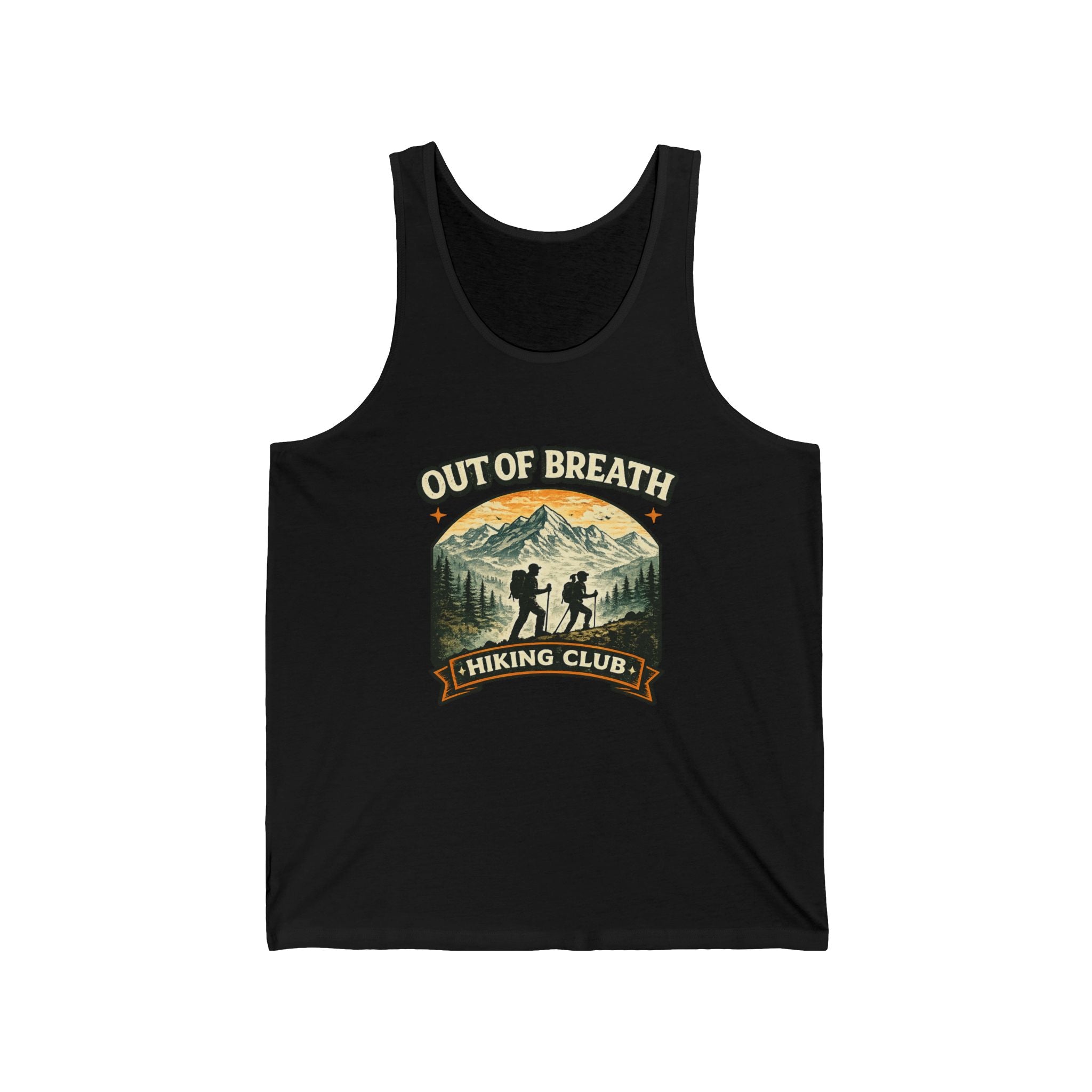 Out of Breath Hiking Club Tank Top – Retro Mountain Hiker Graphic