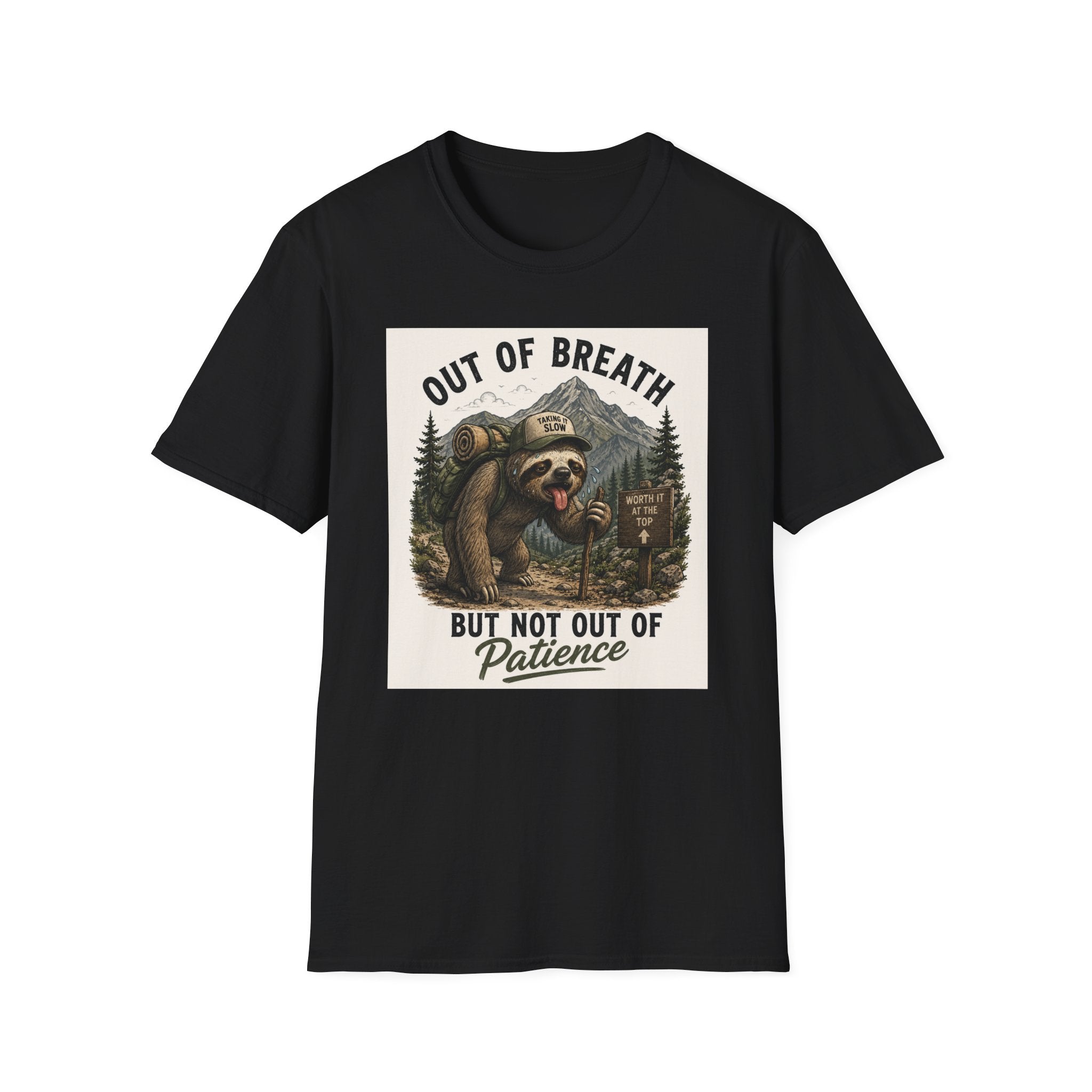 Out of Breath But Not Out of Patience Sloth Hiking T-Shirt