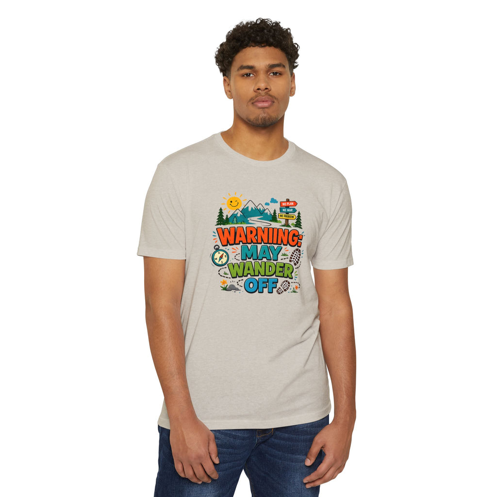 Warning May Wander Off Tee - Funny Hiking Shirt