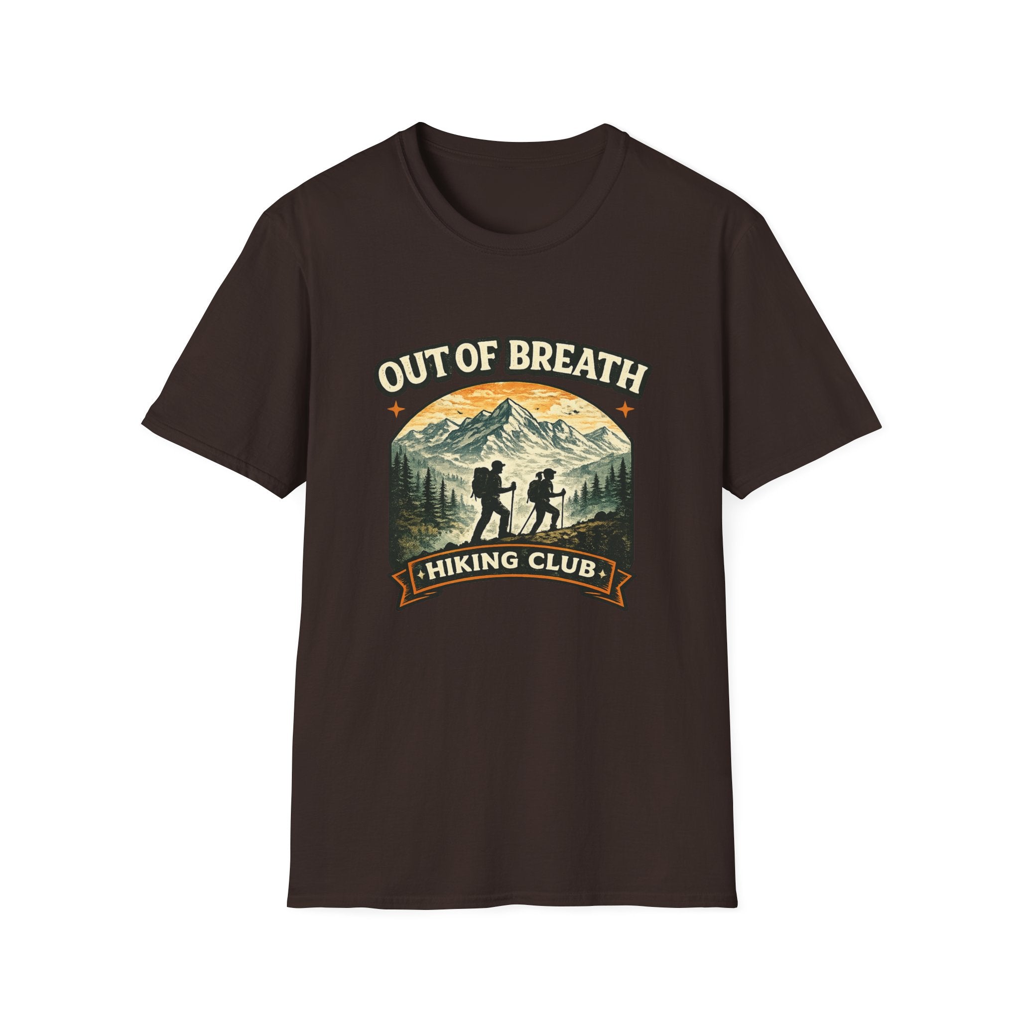 Out of Breath Hiking Club T-Shirt — Mountain Hikers Retro Graphic Tee