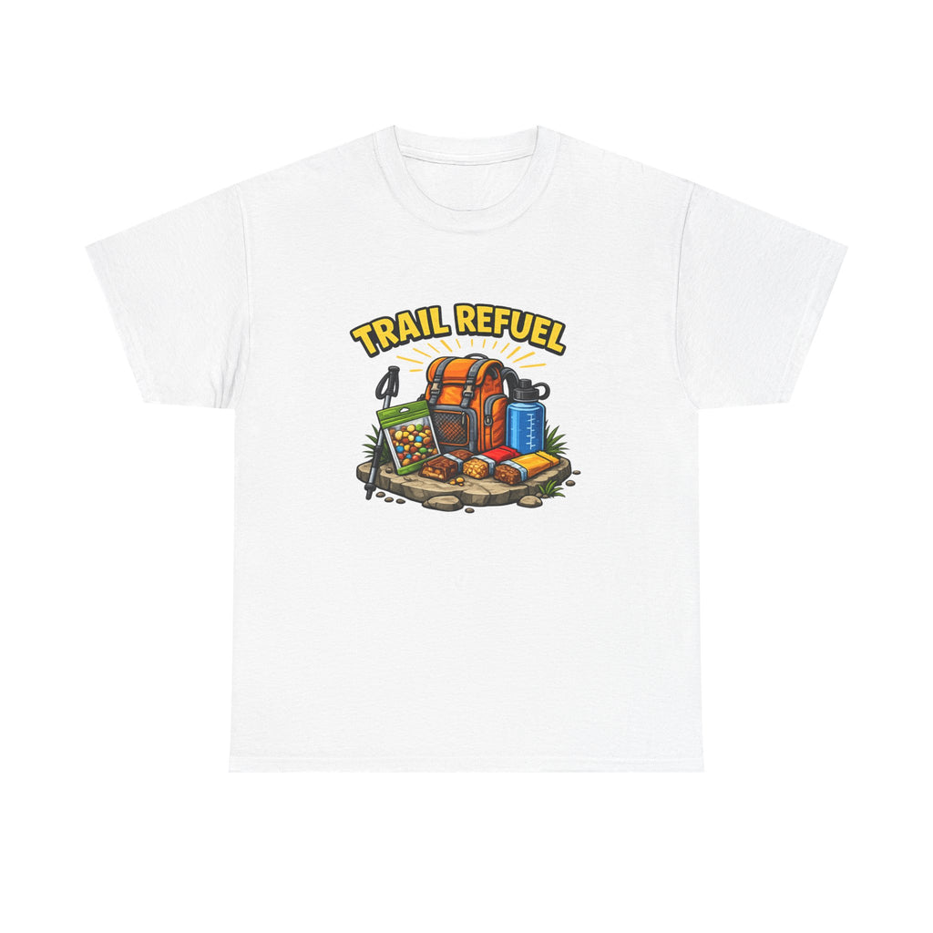 Trail Refuel Camping T‑Shirt — Hiking Backpack & Trail Snacks Graphic Tee