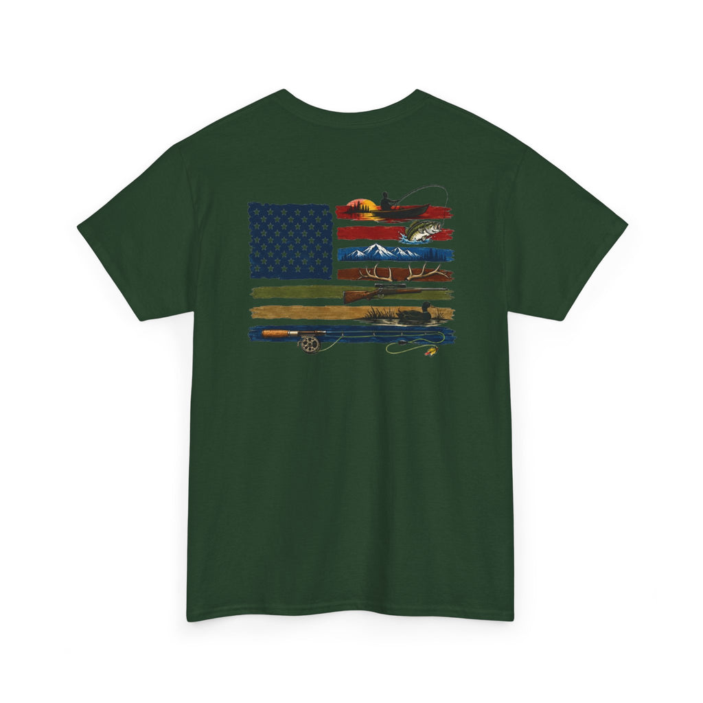 American Flag With Outdoors Gear Tee