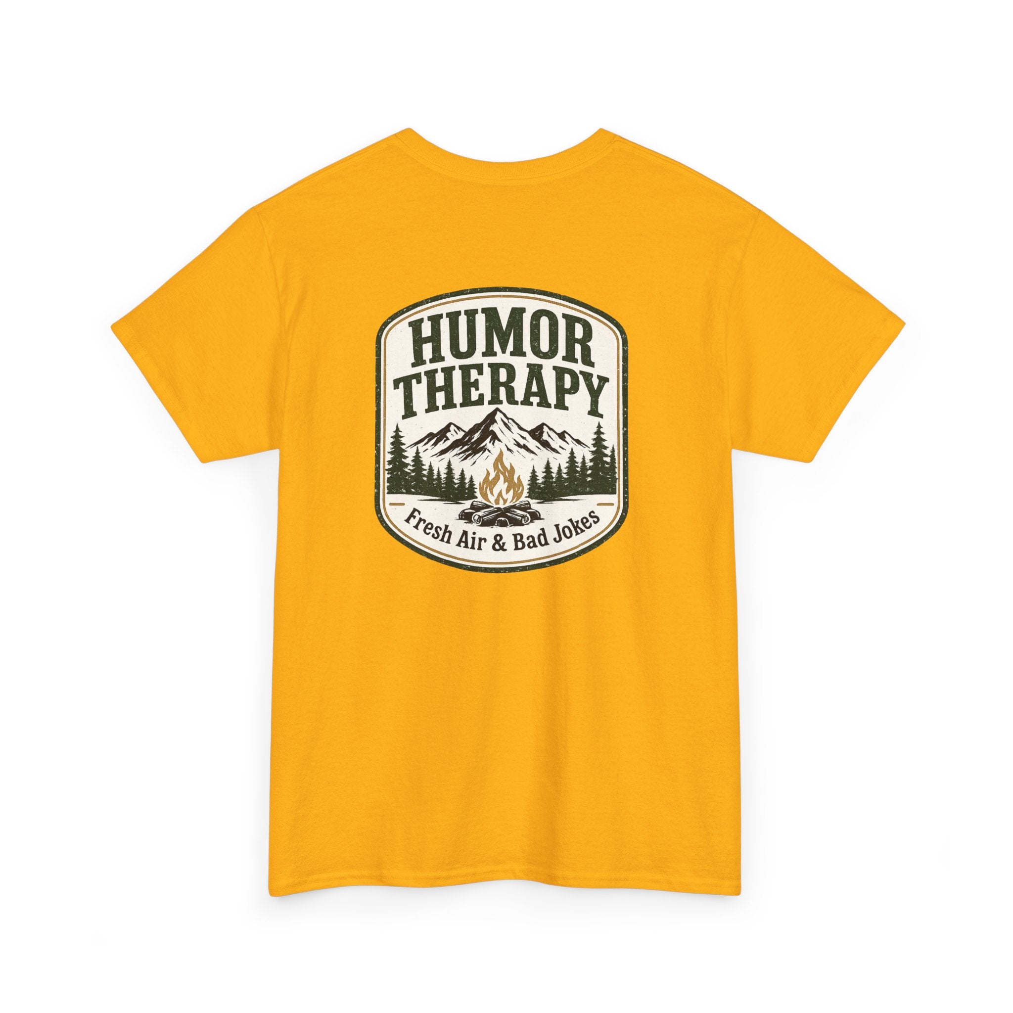 Humor Therapy Tee - Fresh Air & Bad Jokes Mountain Graphic T‑Shirt