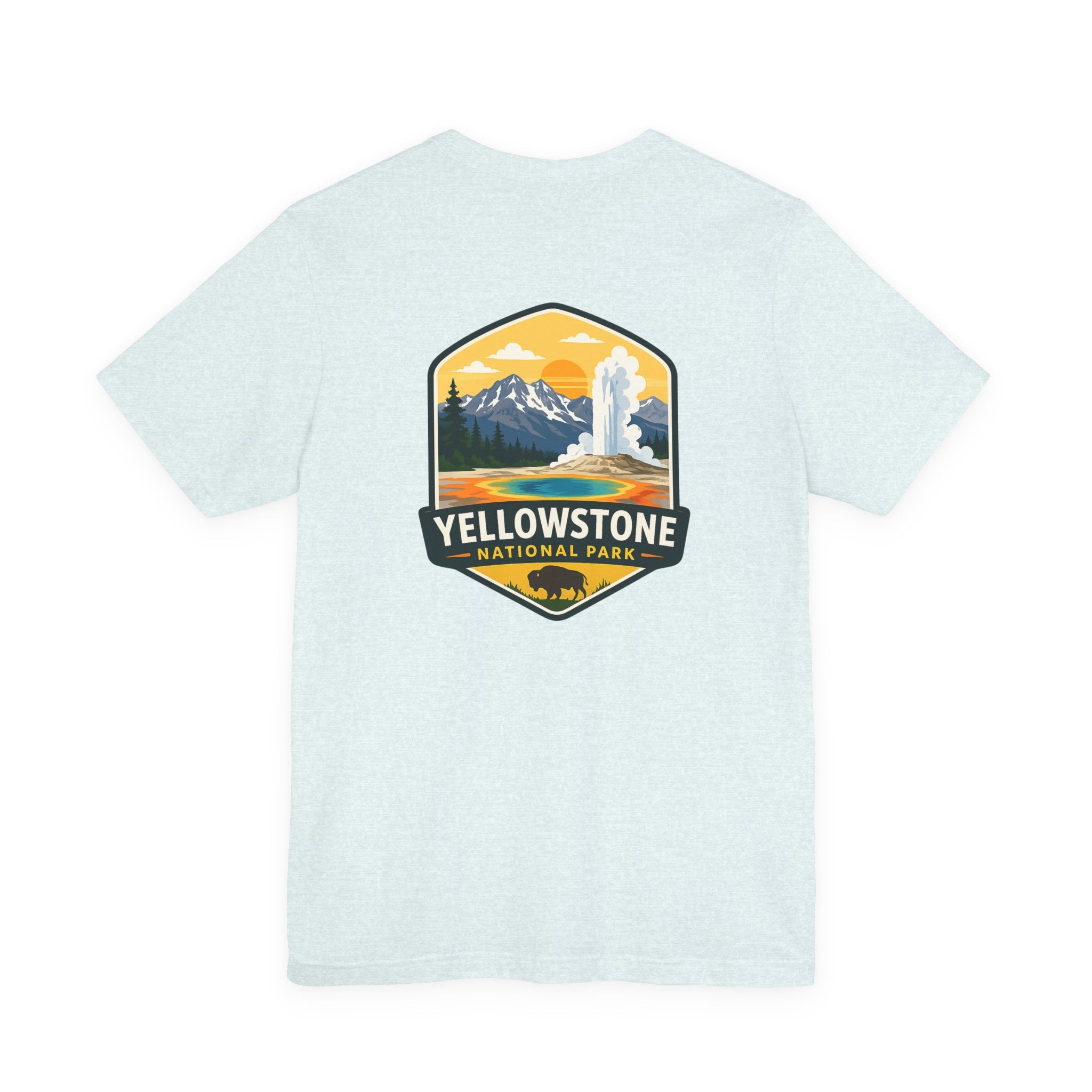 Yellowstone National Park Graphic Tee — Geyser & Mountain Outdoor Badge
