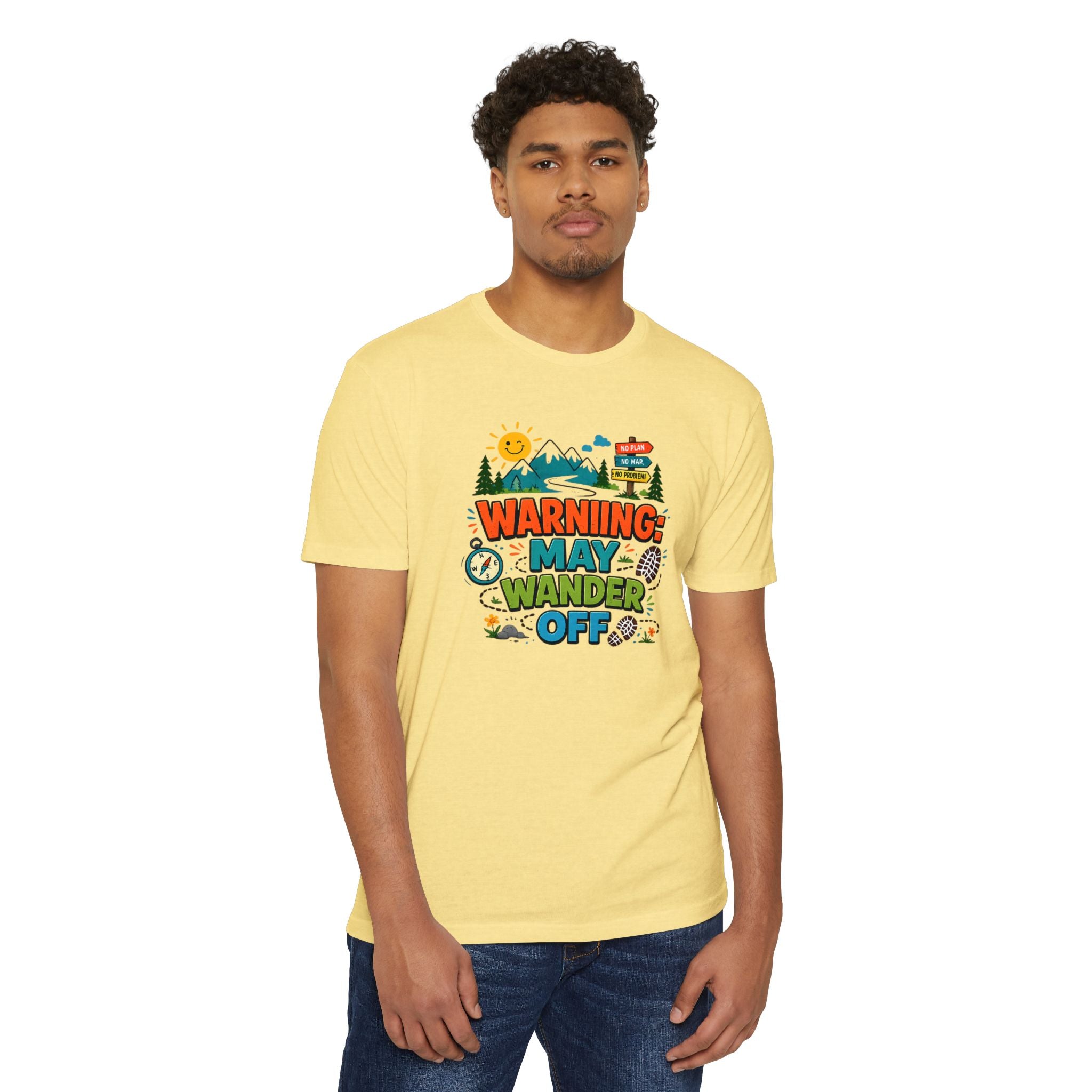 Warning May Wander Off Tee - Funny Hiking Shirt