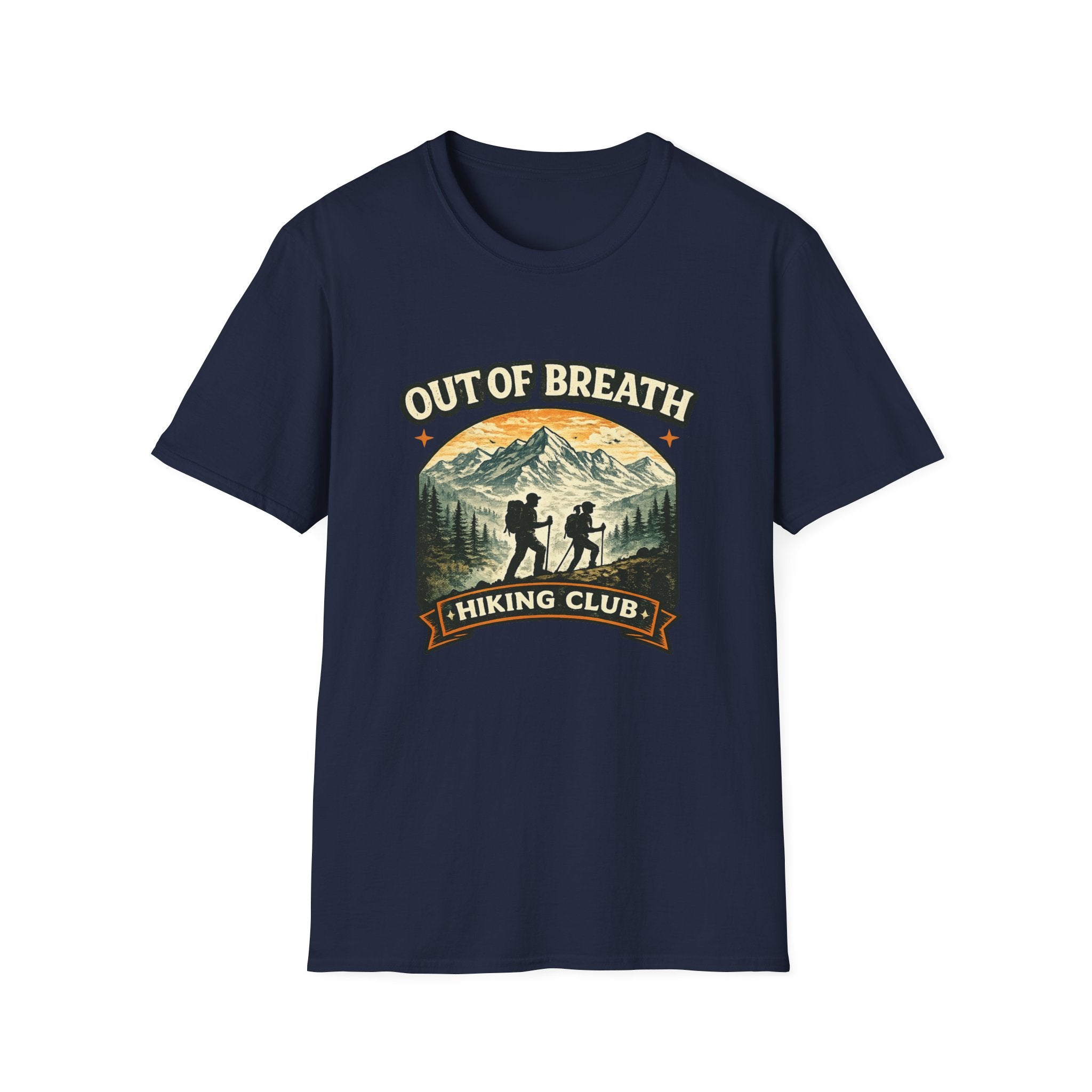 Out of Breath Hiking Club T-Shirt — Mountain Hikers Retro Graphic Tee