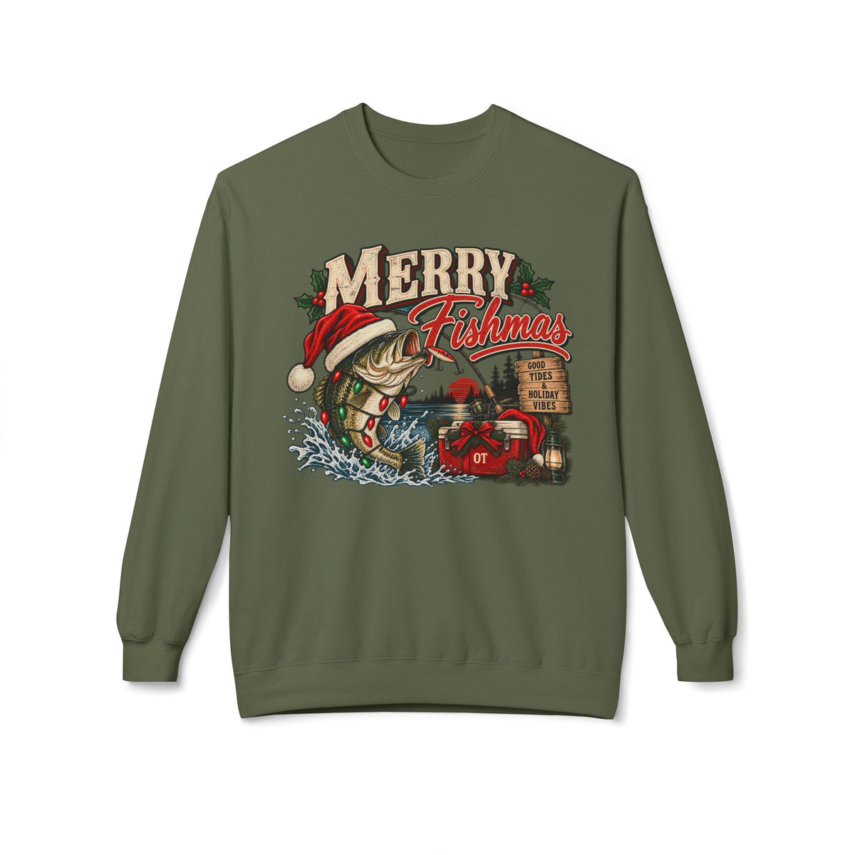 Merry Fisherman Christmas Sweatshirt – Holiday Fishing Crewneck
