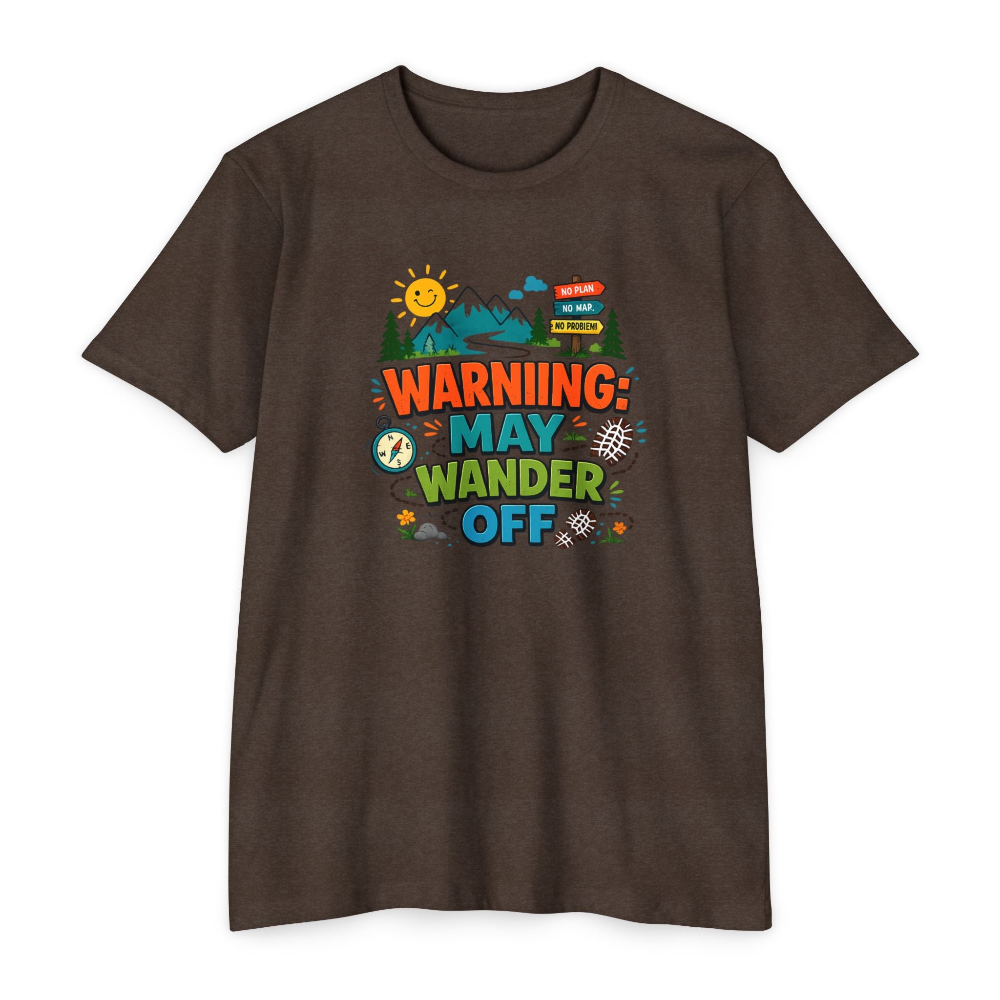 Warning May Wander Off Tee - Funny Hiking Shirt