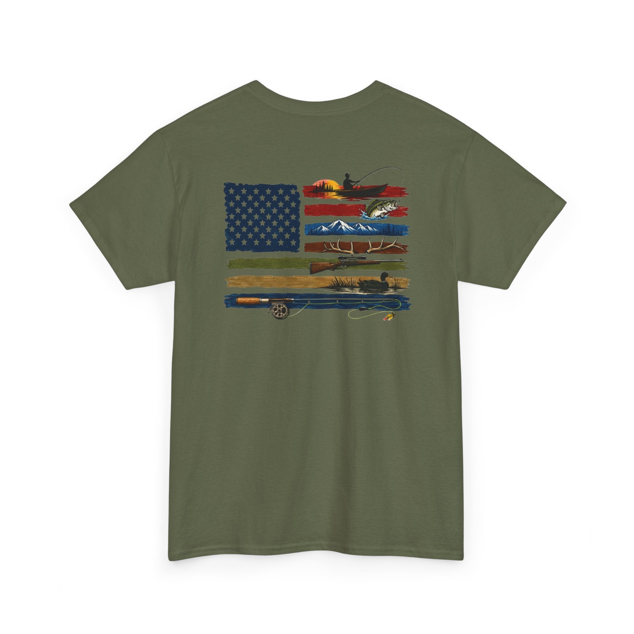 American Flag With Outdoors Gear Tee