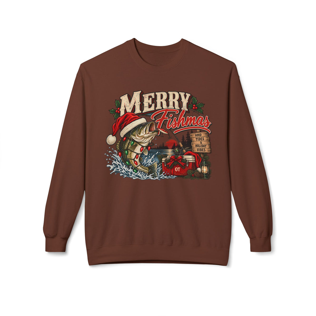 Merry Fisherman Christmas Sweatshirt – Holiday Fishing Crewneck