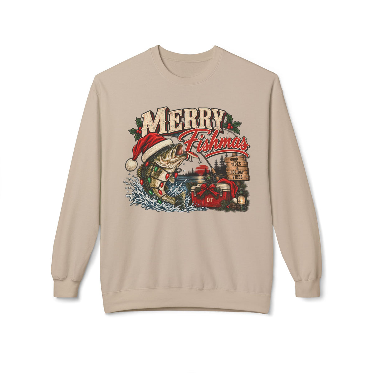 Merry Fisherman Christmas Sweatshirt – Holiday Fishing Crewneck