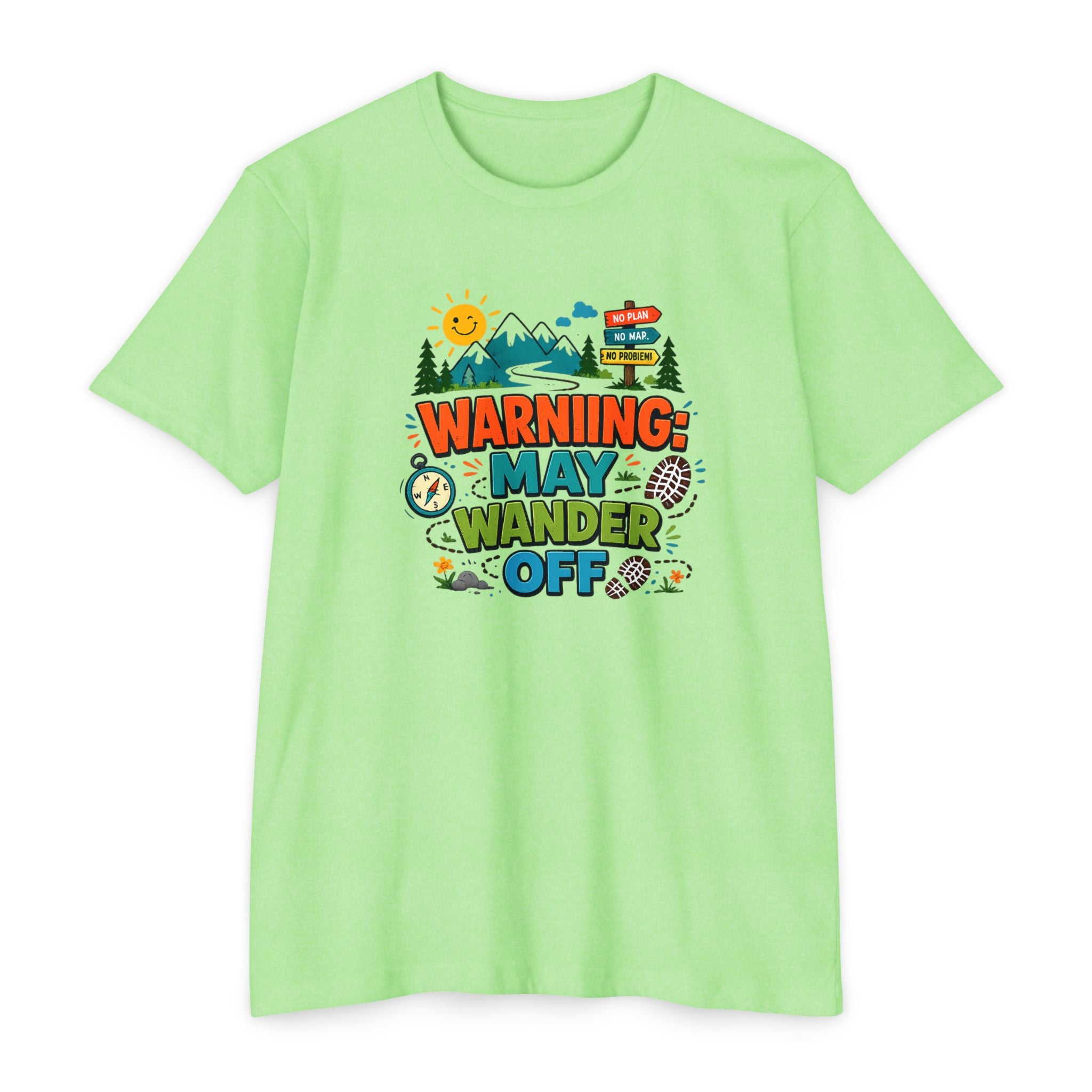Warning May Wander Off Tee - Funny Hiking Shirt