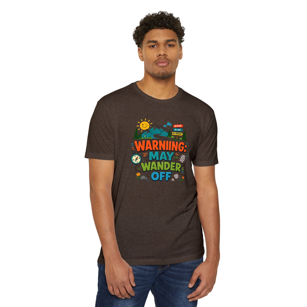 Warning May Wander Off Tee - Funny Hiking Shirt