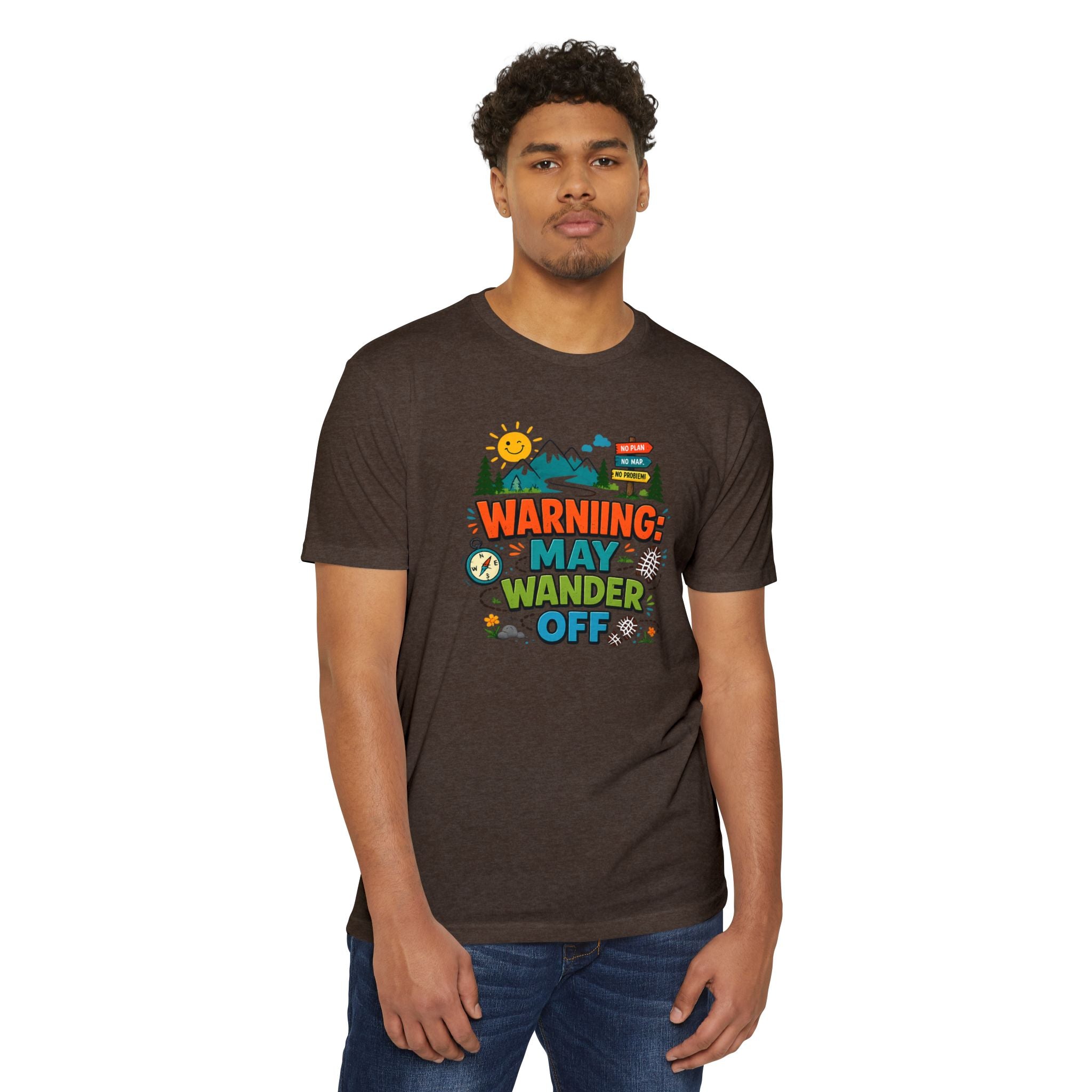Warning May Wander Off Tee - Funny Hiking Shirt