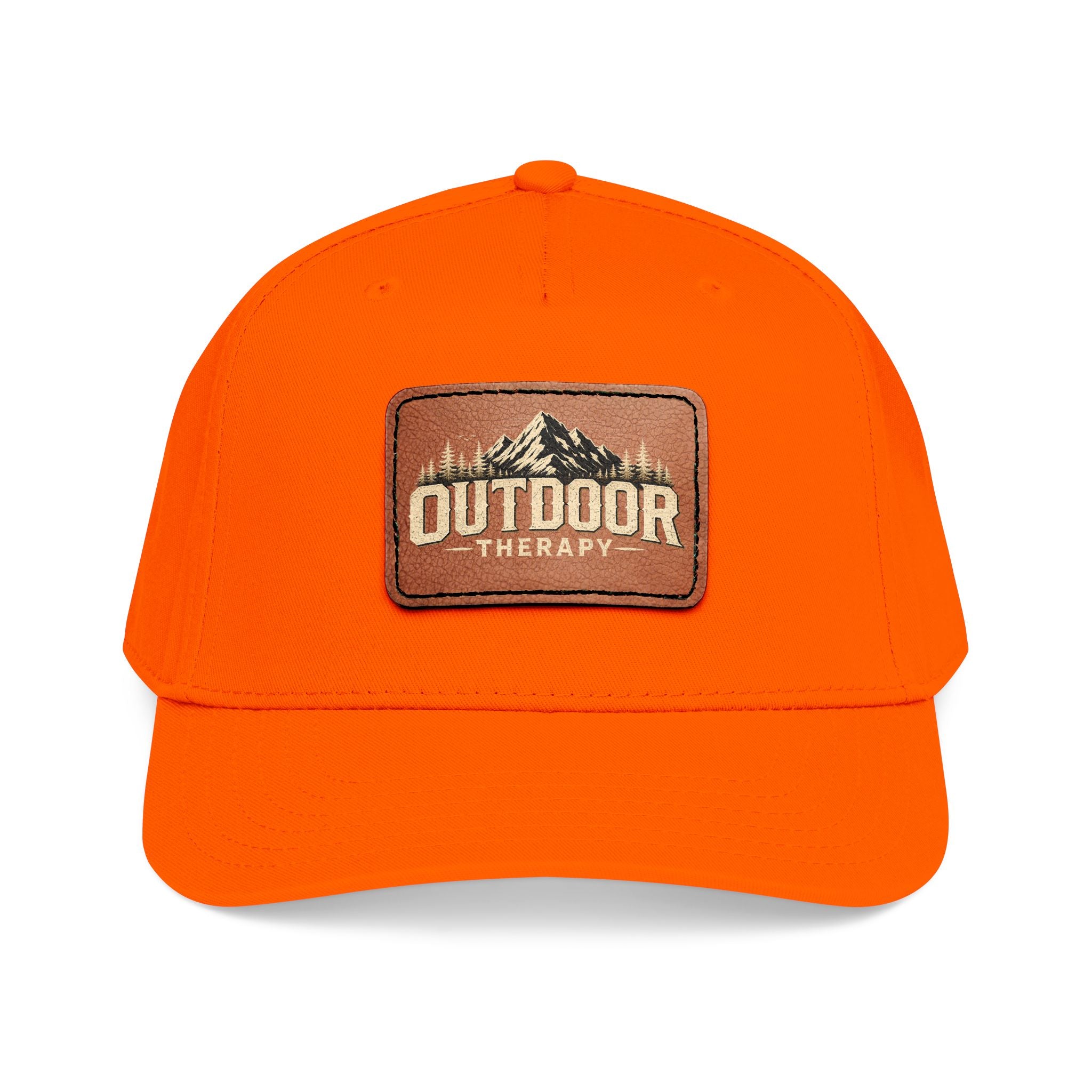 Mid Profile Baseball Cap with Leather Patch (Rectangle)