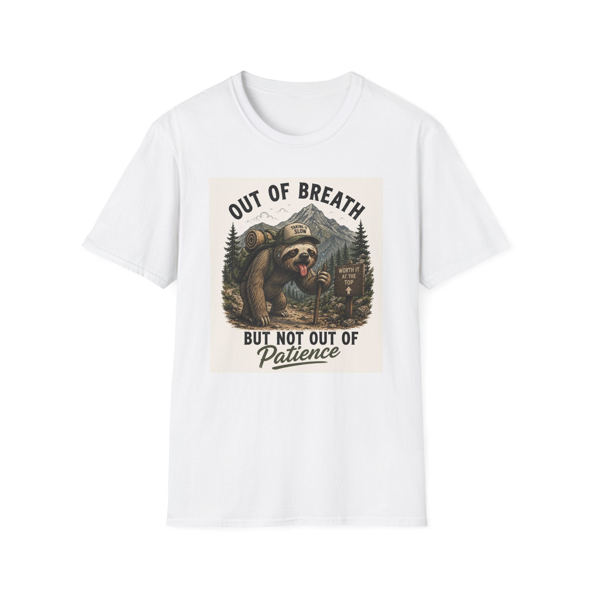 Out of Breath But Not Out of Patience Sloth Hiking T-Shirt