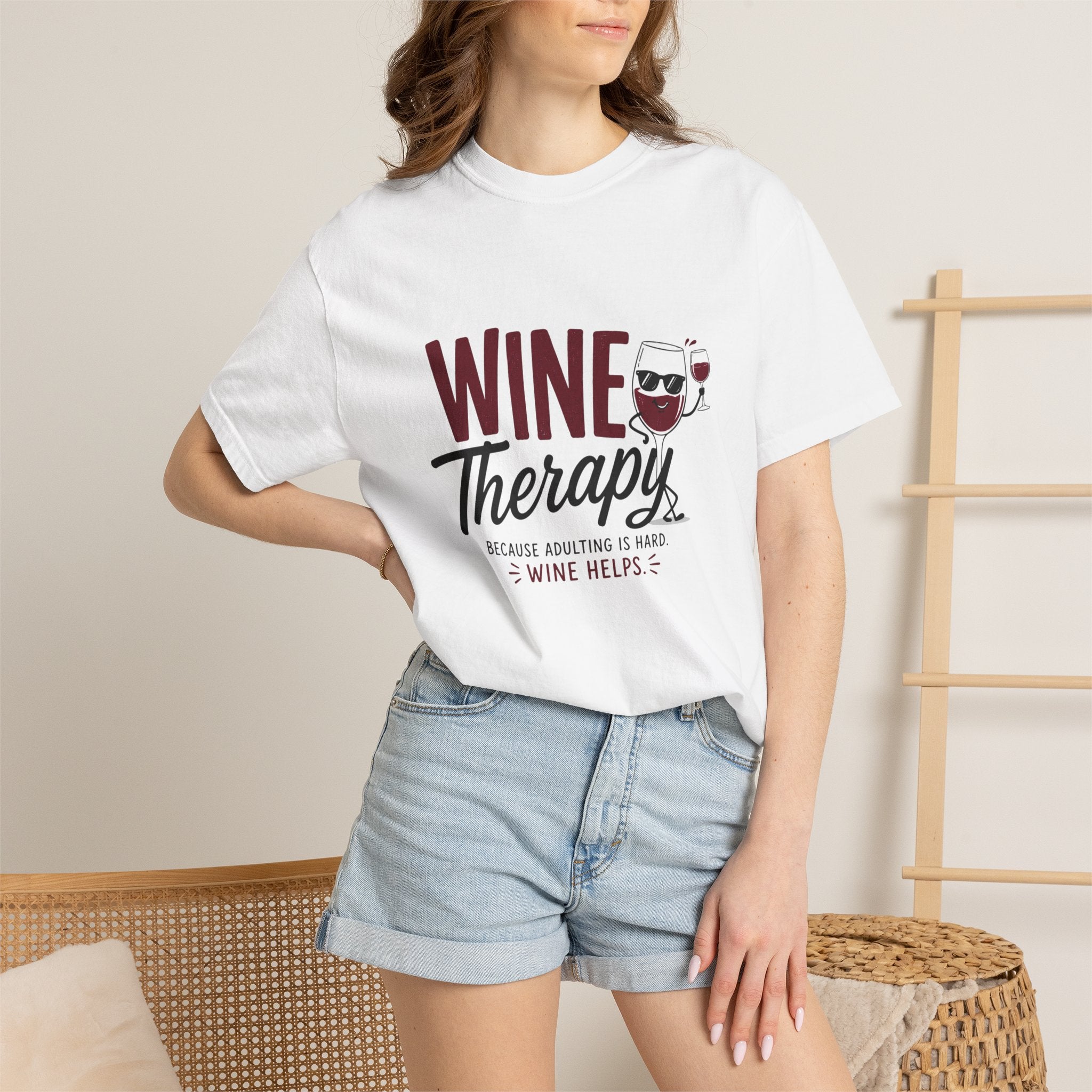 Wine Therapy T-Shirt — Wine Therapy: Because Adulting Is Hard Wine Lover Tee