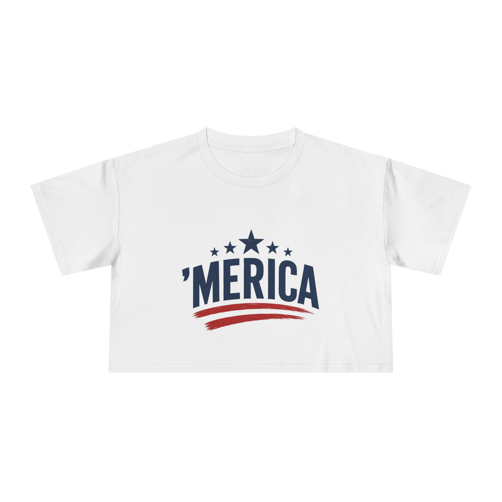 Merica Crop Tee – Patriotic Women’s Cropped T-Shirt for 4th of July & Summer