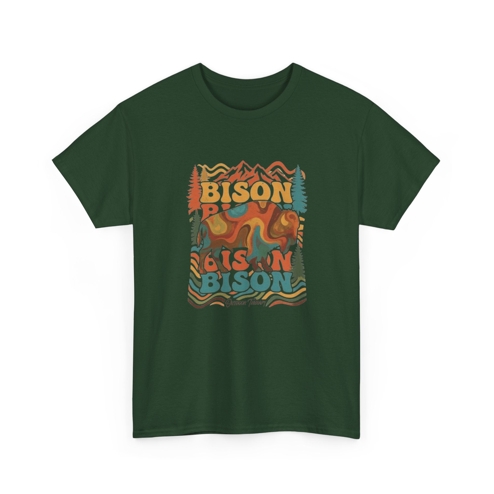 Bison Retro Mountain Vintage Wildlife T-Shirt