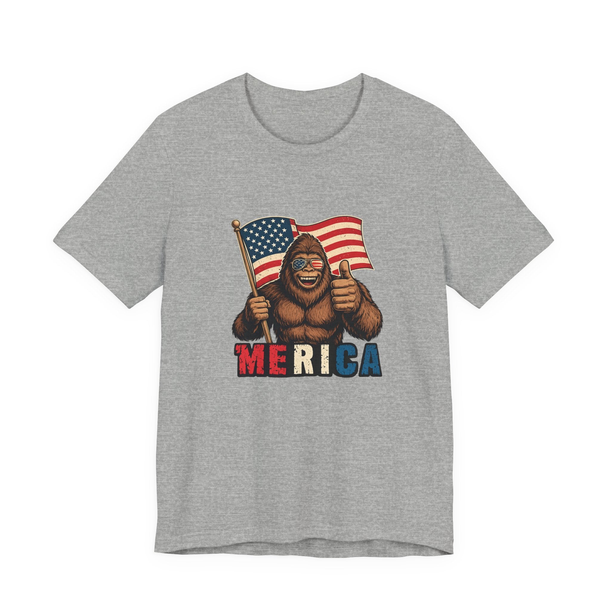 Merica Bigfoot Flag T-Shirt — Patriotic 4th of July Tee