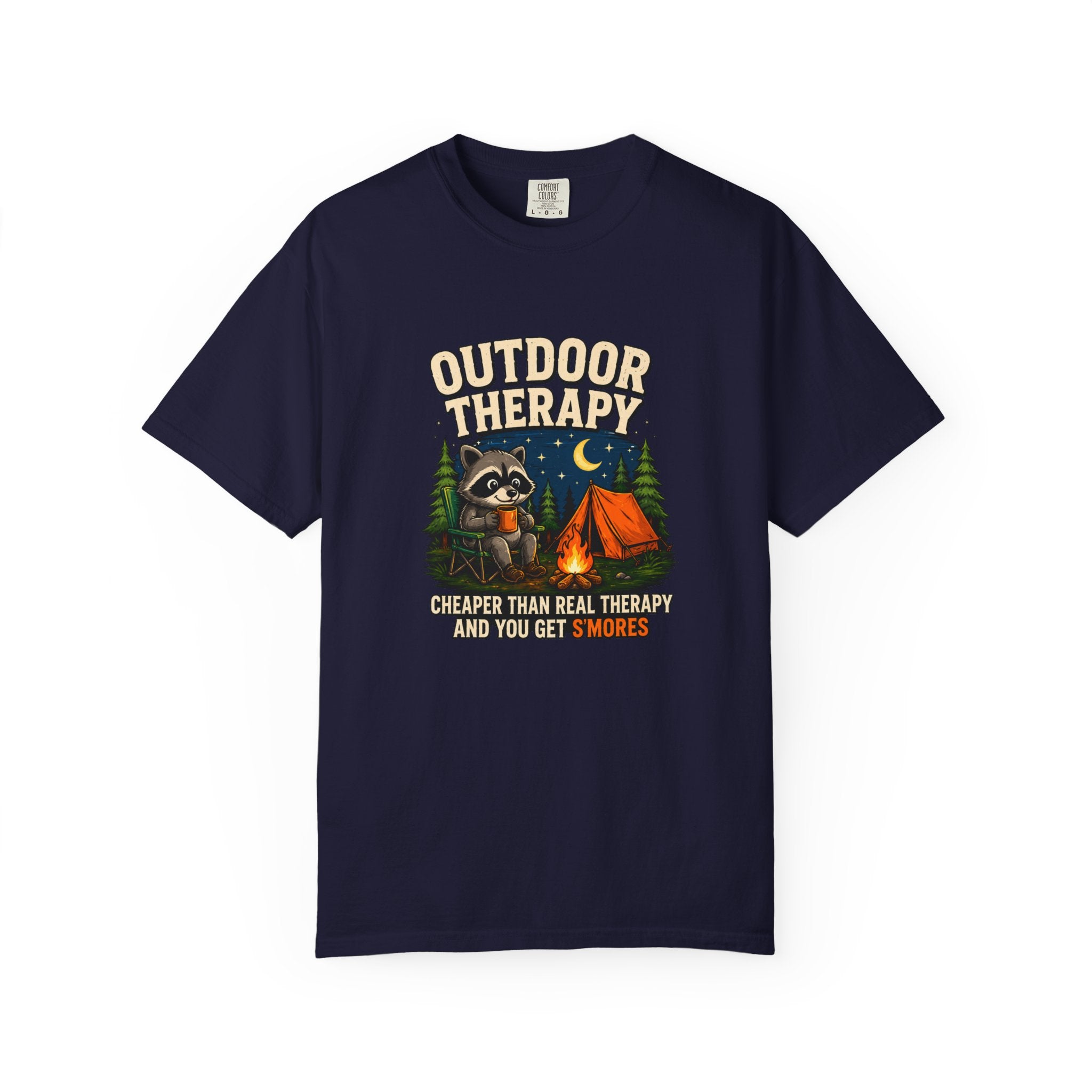 Outdoor Therapy raccoon camping T-shirt