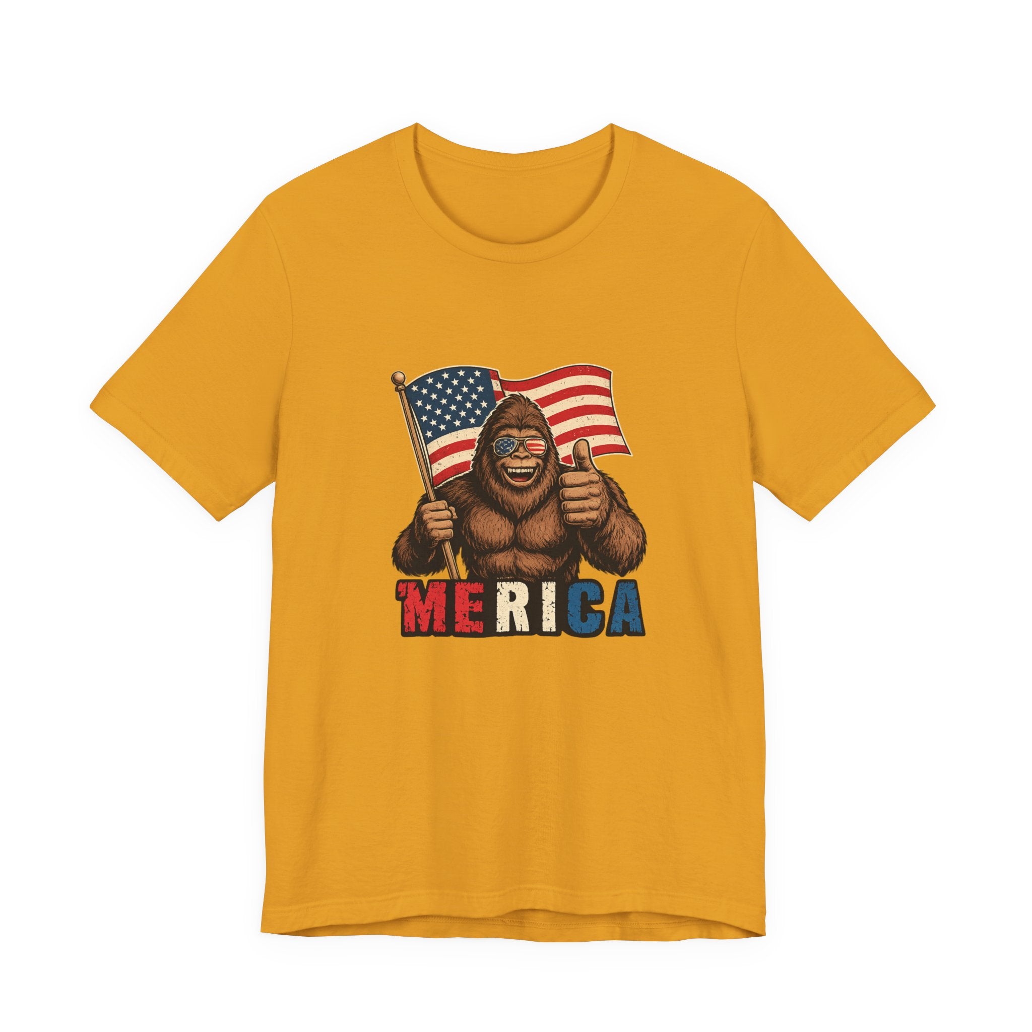 Merica Bigfoot Flag T-Shirt — Patriotic 4th of July Tee