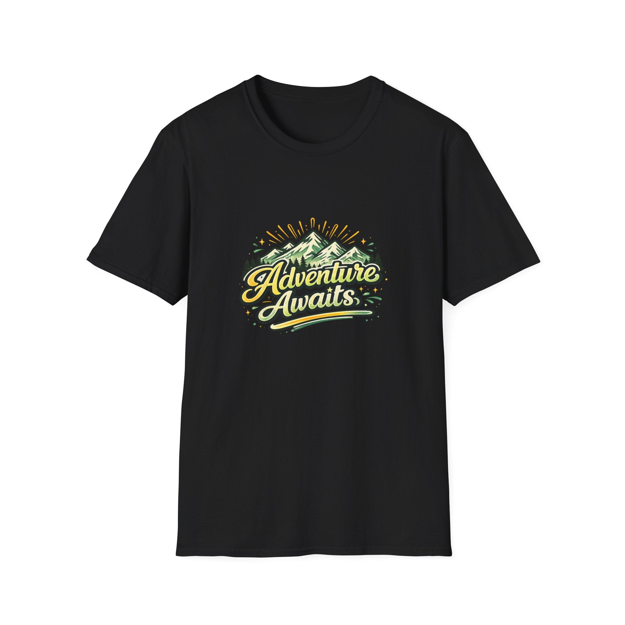 Adventure Awaits T-Shirt — Mountain Graphic Tee for Hikers & Campers