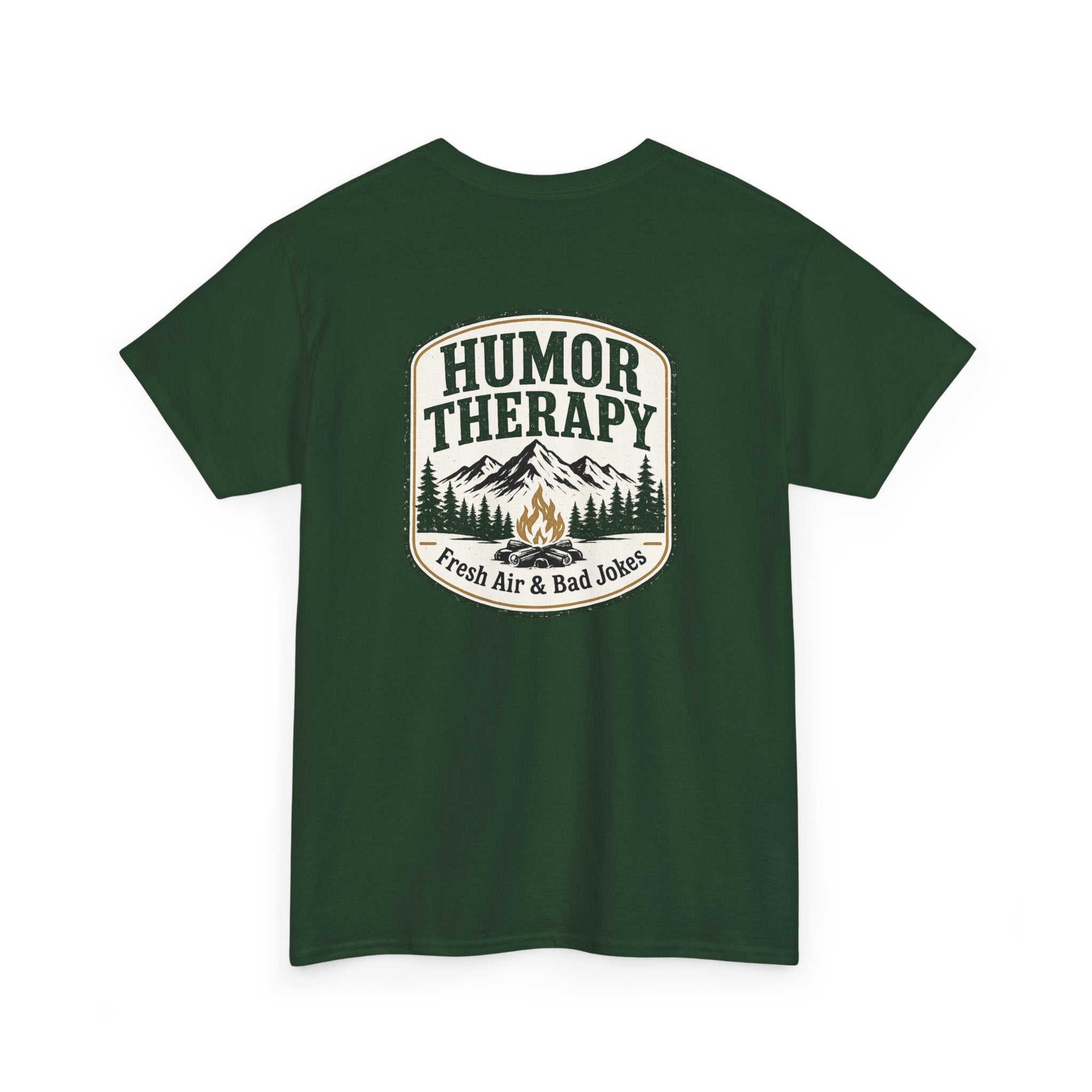 Humor Therapy Tee - Fresh Air & Bad Jokes Mountain Graphic T‑Shirt
