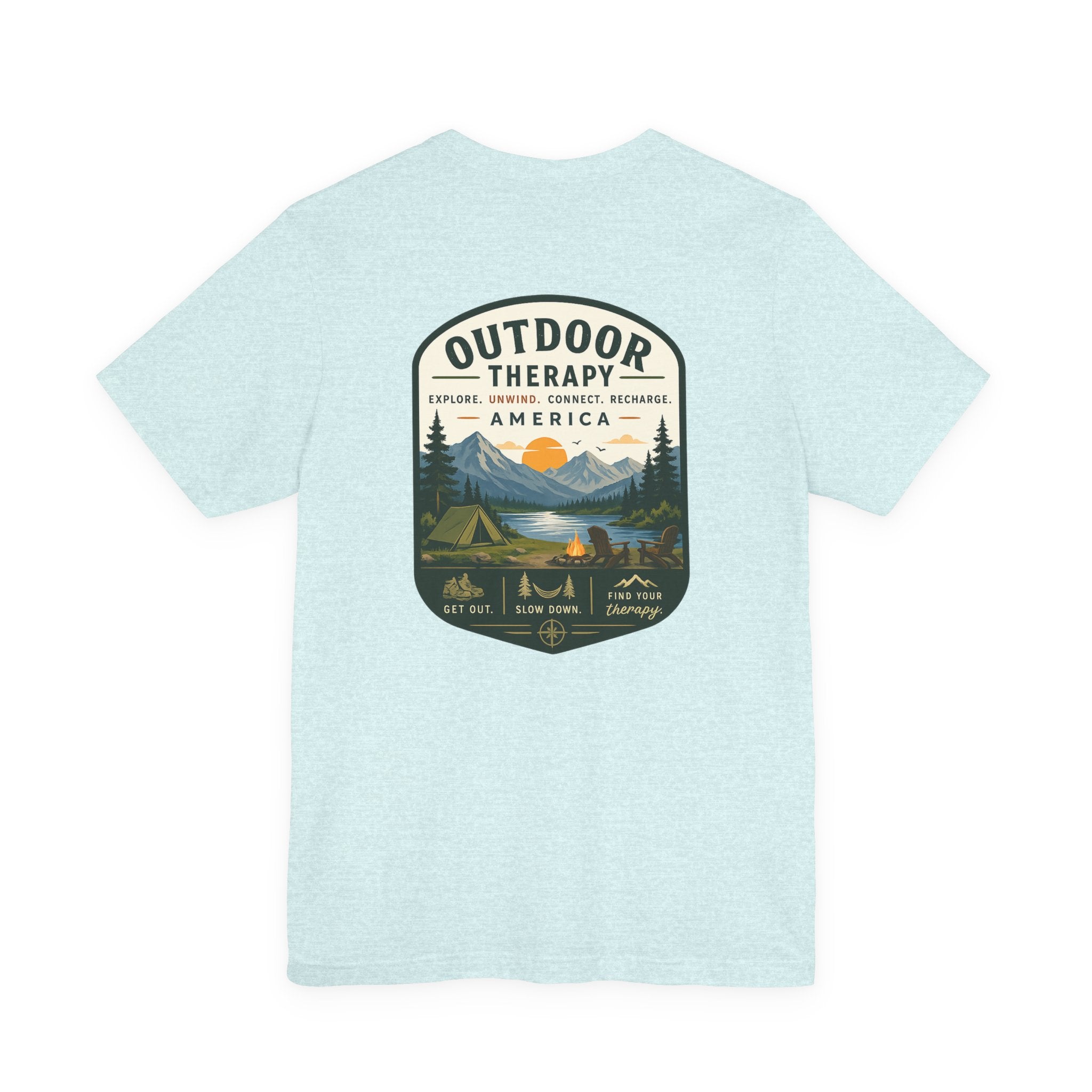 Outdoor Therapy Camping T‑Shirt — Mountain Campfire Graphic Tee
