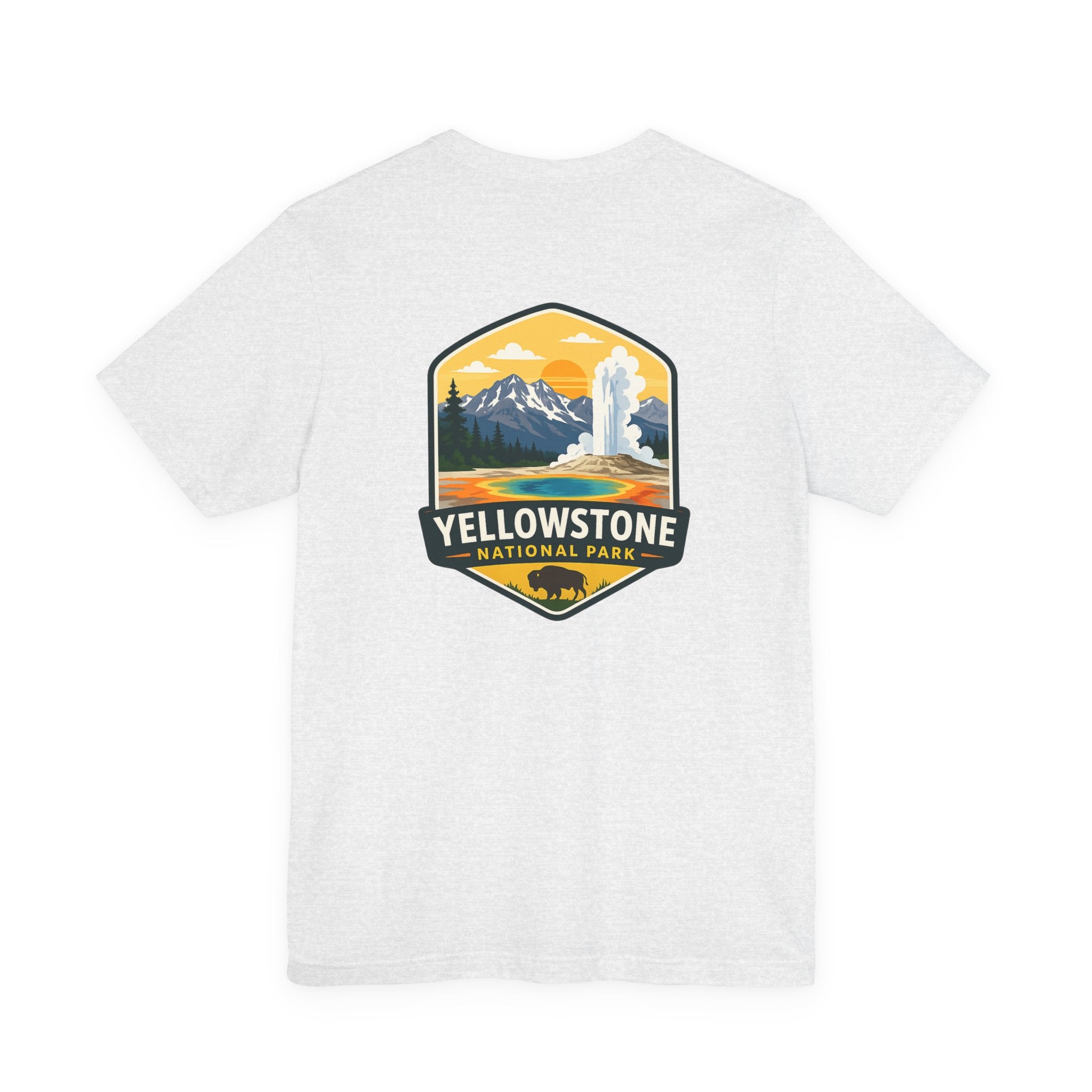 Yellowstone National Park Graphic Tee — Geyser & Mountain Outdoor Badge