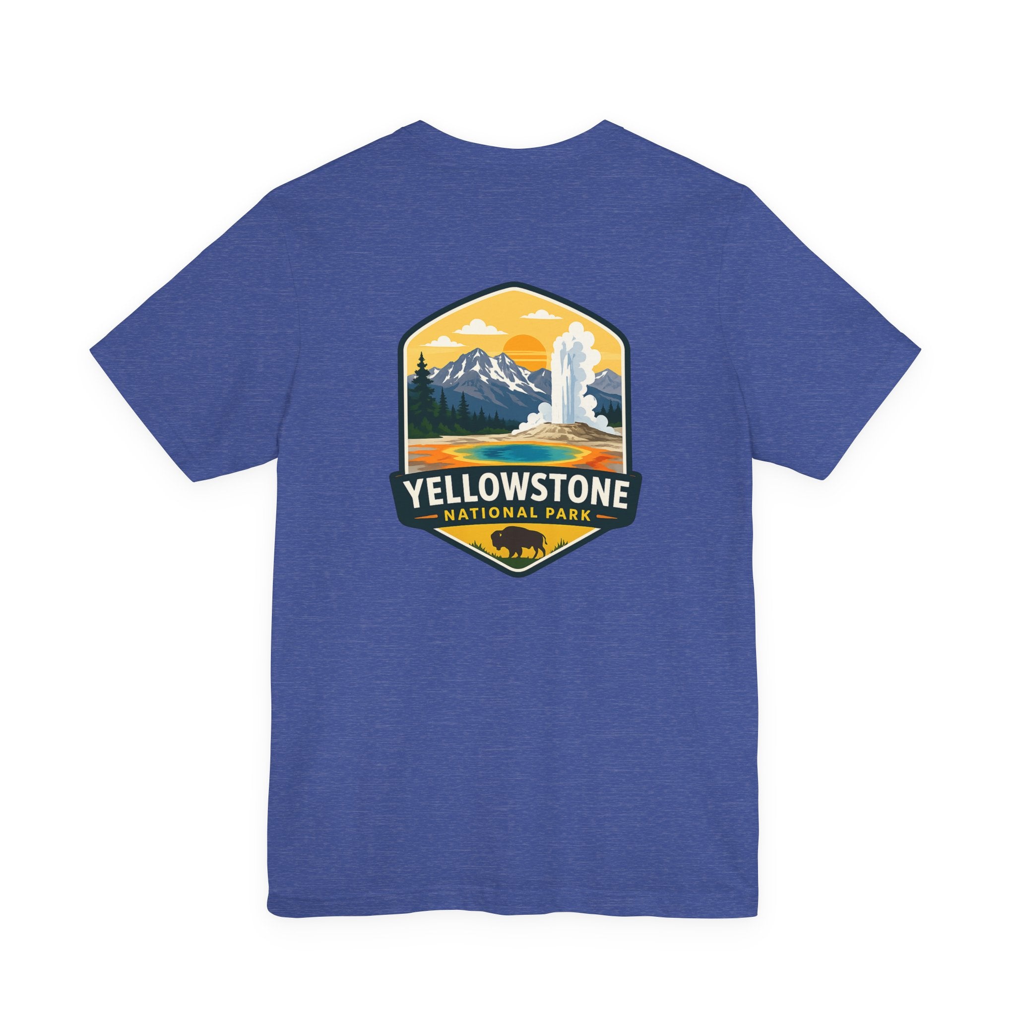 Yellowstone National Park Graphic Tee — Geyser & Mountain Outdoor Badge