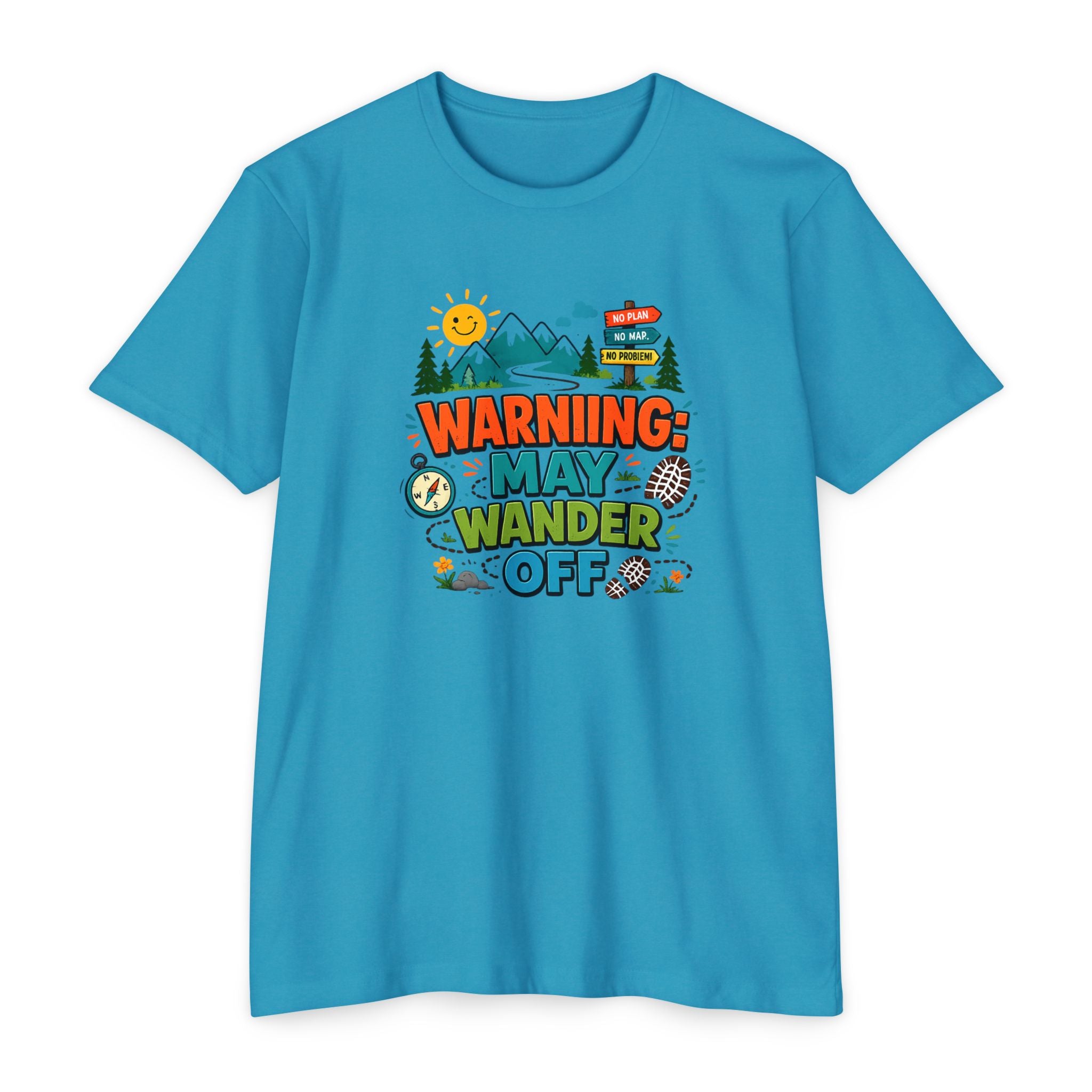 Warning May Wander Off Tee - Funny Hiking Shirt