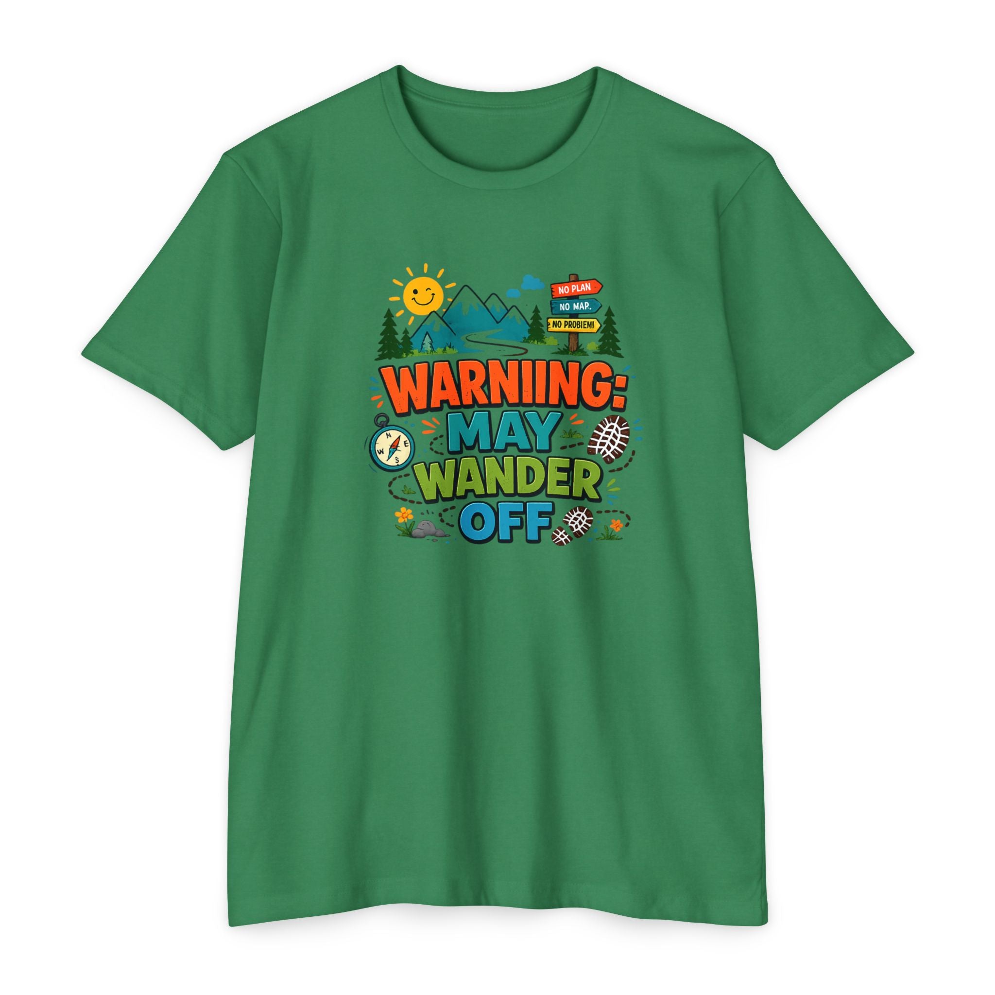 Warning May Wander Off Tee - Funny Hiking Shirt