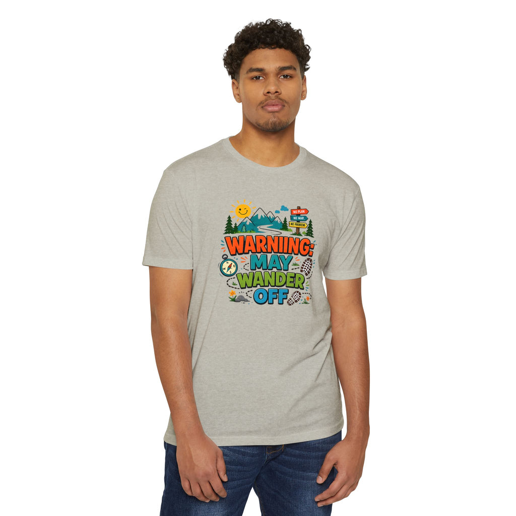 Warning May Wander Off Tee - Funny Hiking Shirt
