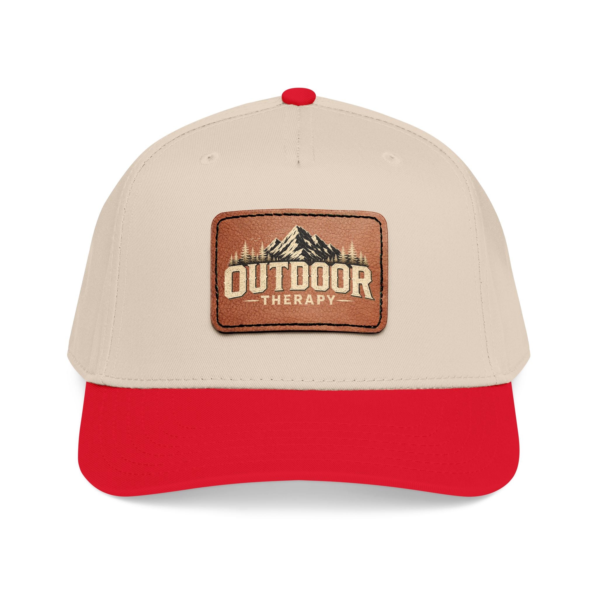 Mid Profile Baseball Cap with Leather Patch (Rectangle)