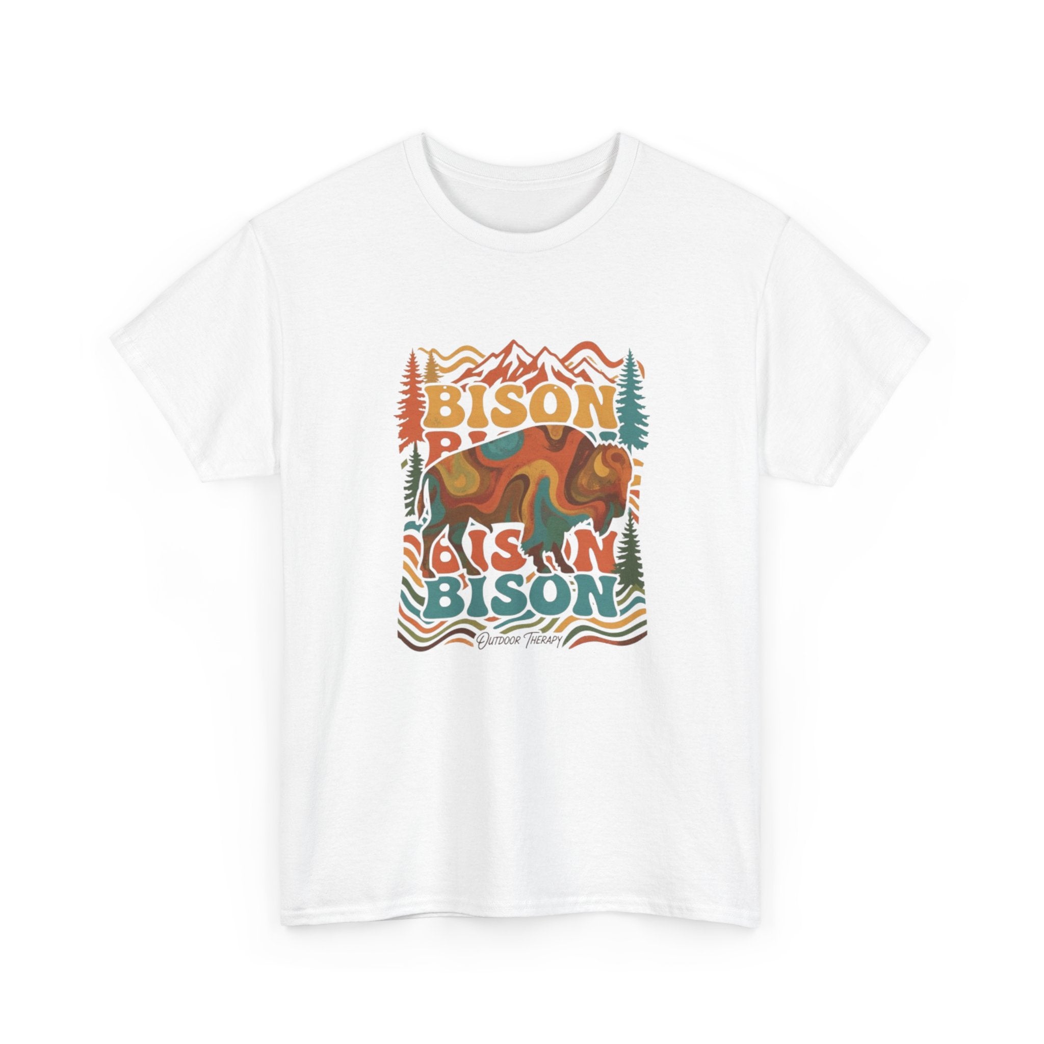 Bison Retro Mountain Vintage Wildlife T-Shirt
